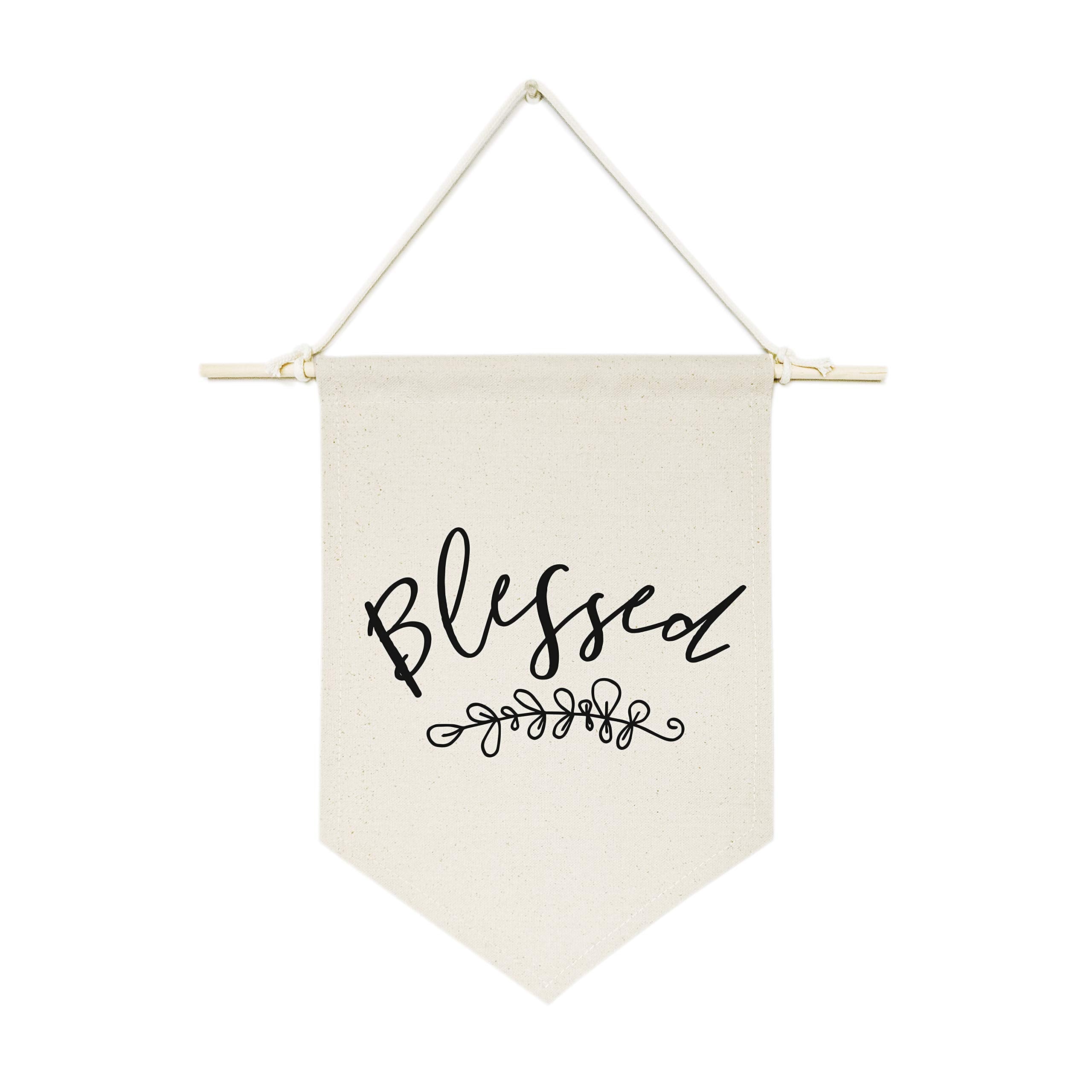 The Cotton & Canvas Co. Blessed Hanging Wall Canvas Banner, Thanksgiving, Autumn And Fall Decor