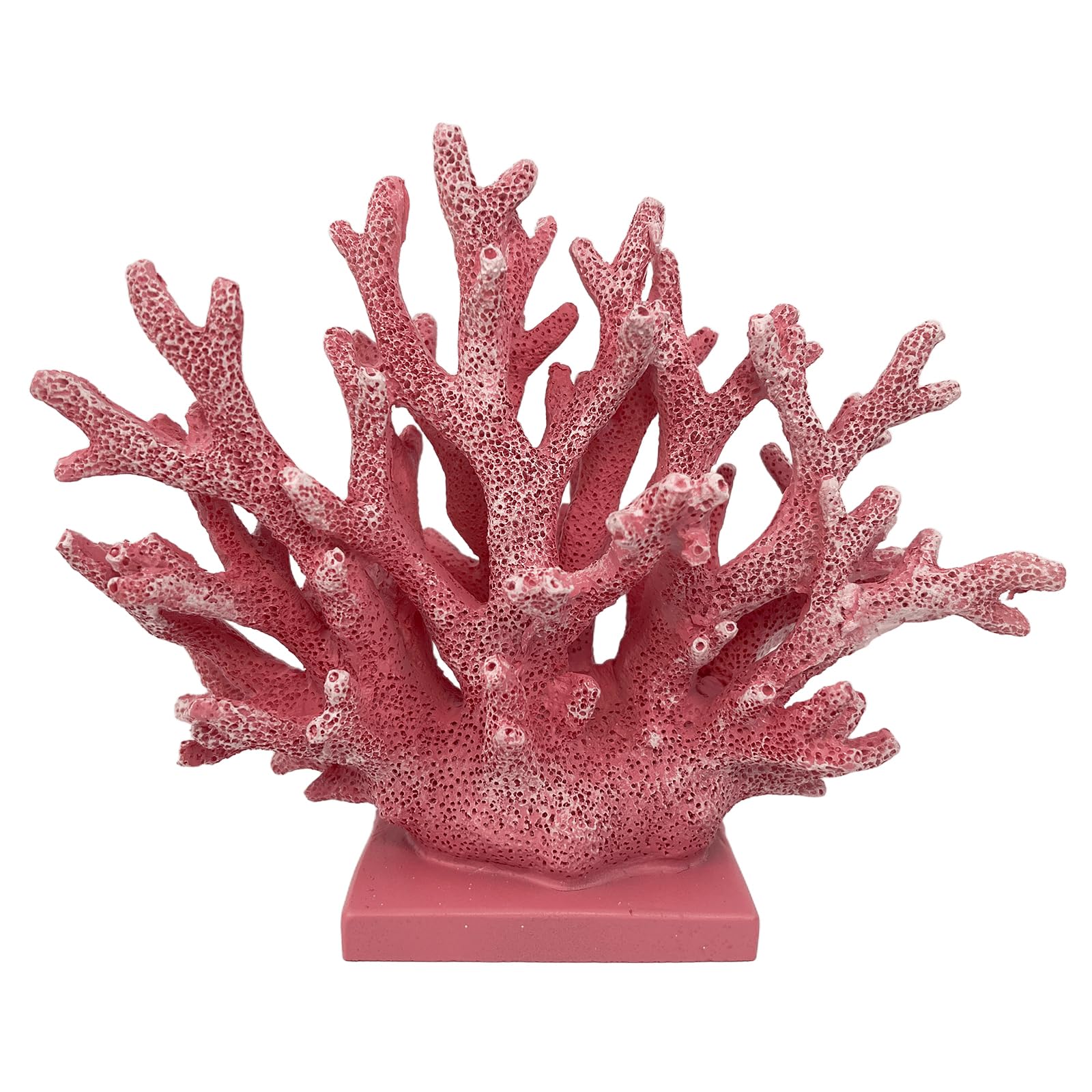 Elegondrar 5.8 H Pink Coral Decor - Resin Coral Statue, Nautical Decor for Home, Bedroom, Bathroom, Living Room, Ocean Themed Ca
