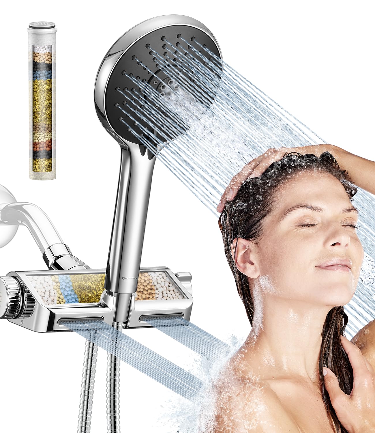 Hopopro Filtered Shower Head With Handheld Combo, High Pressure Shower Filter For Healthier Hair & Skin, Upgrade Shower Head Hol