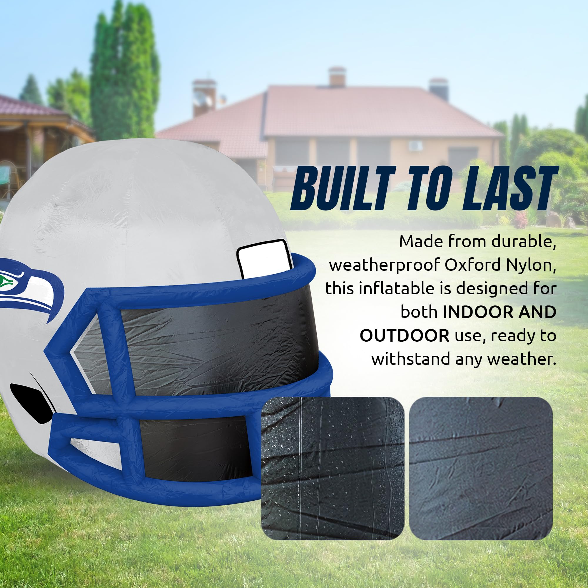 Sporticulture NFL Seattle Seahawks 4ft Inflatable Retro Helmet with LED Lights & Built-in Blower - Merchandise Decor Ideal For L