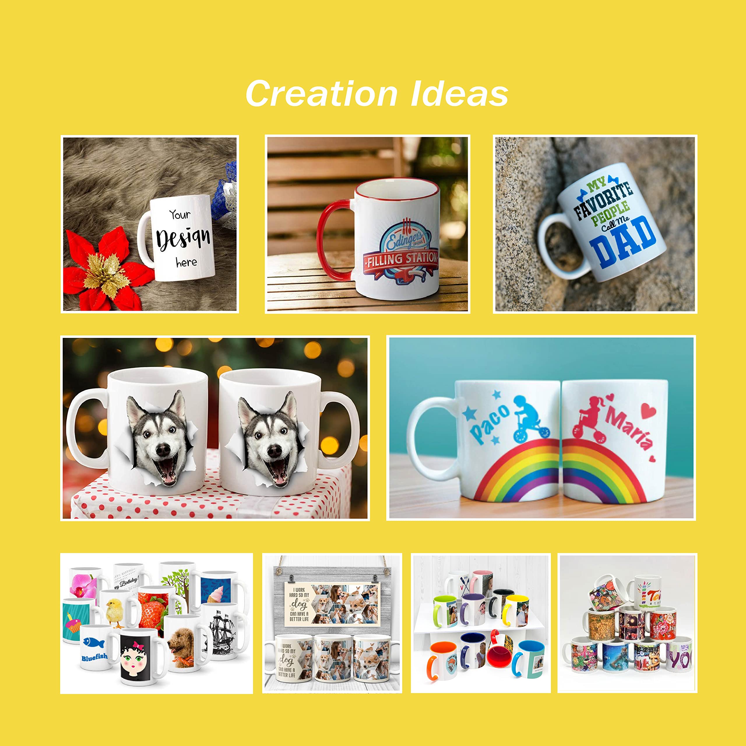 Rainbowtie Sublimation Mugs,Sublimation Mugs Blank 11Oz Sublimation Coffee Mugs, White Coated Ceramic Cup - Set Of 12