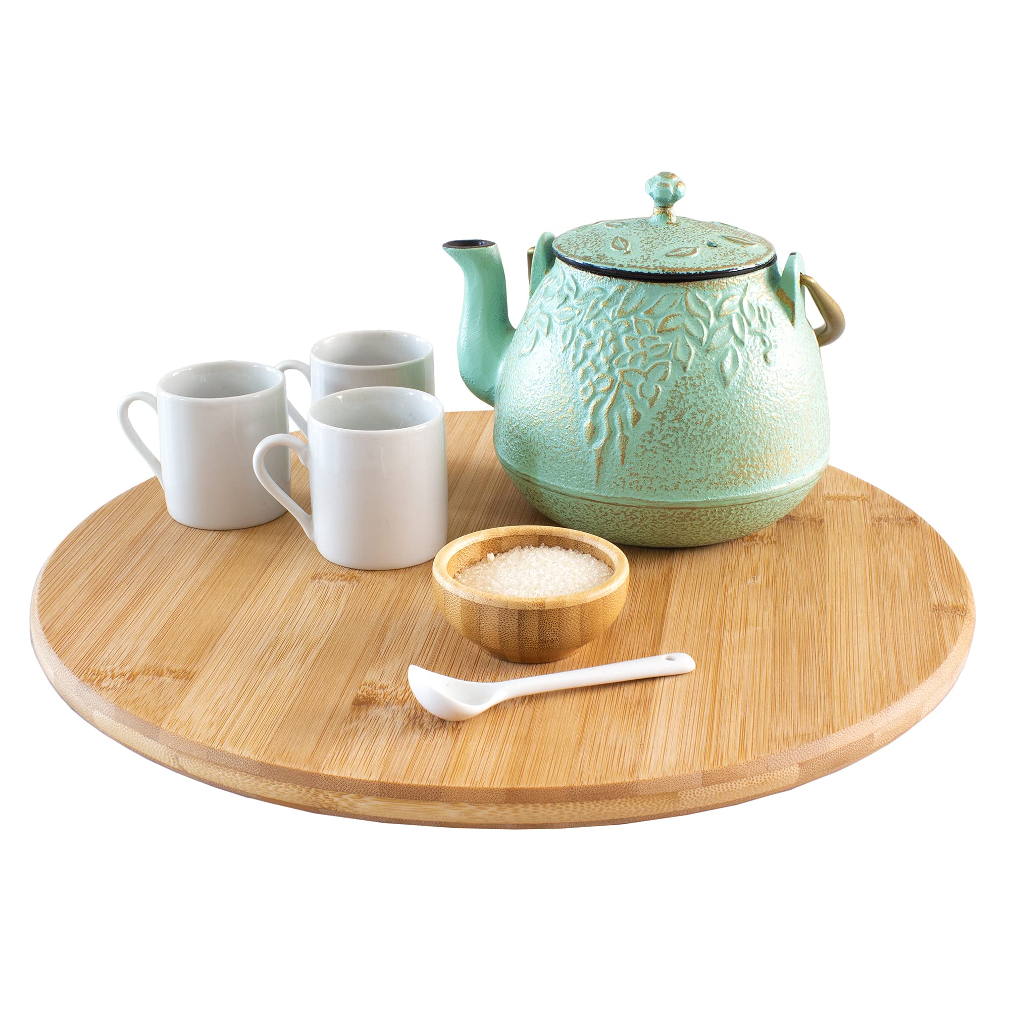 TB Home Lazy Susan Organizer for Cabinet, Pantry or Tabletop - 14 Bamboo Turntable for Kitchen, Counter or Spice Rack Storage