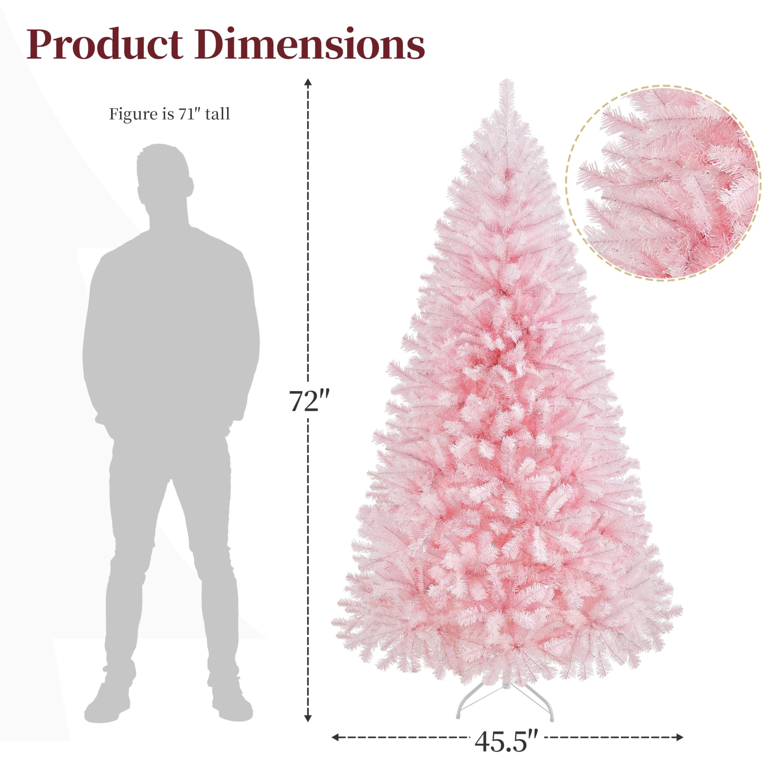 Yaheetech 6ft Pre-lit Artificial Hinged Christmas Tree Prelighted Full Holiday Xmas Tree for Home Party Decoration with 300 Warm