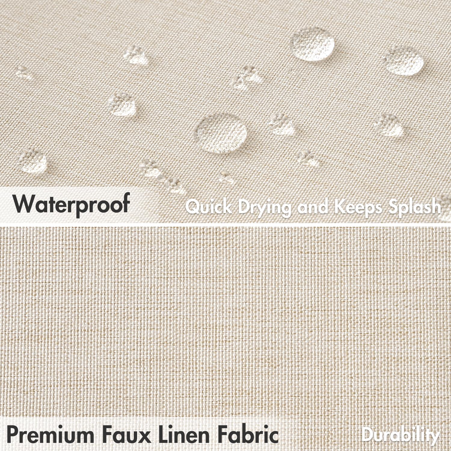 Miulee Extra Long Linen Shower Curtain 96 Inches Long With 12 Metal Hooks Washable Beige Fabric Shower Curtain Set Waterproof Ne