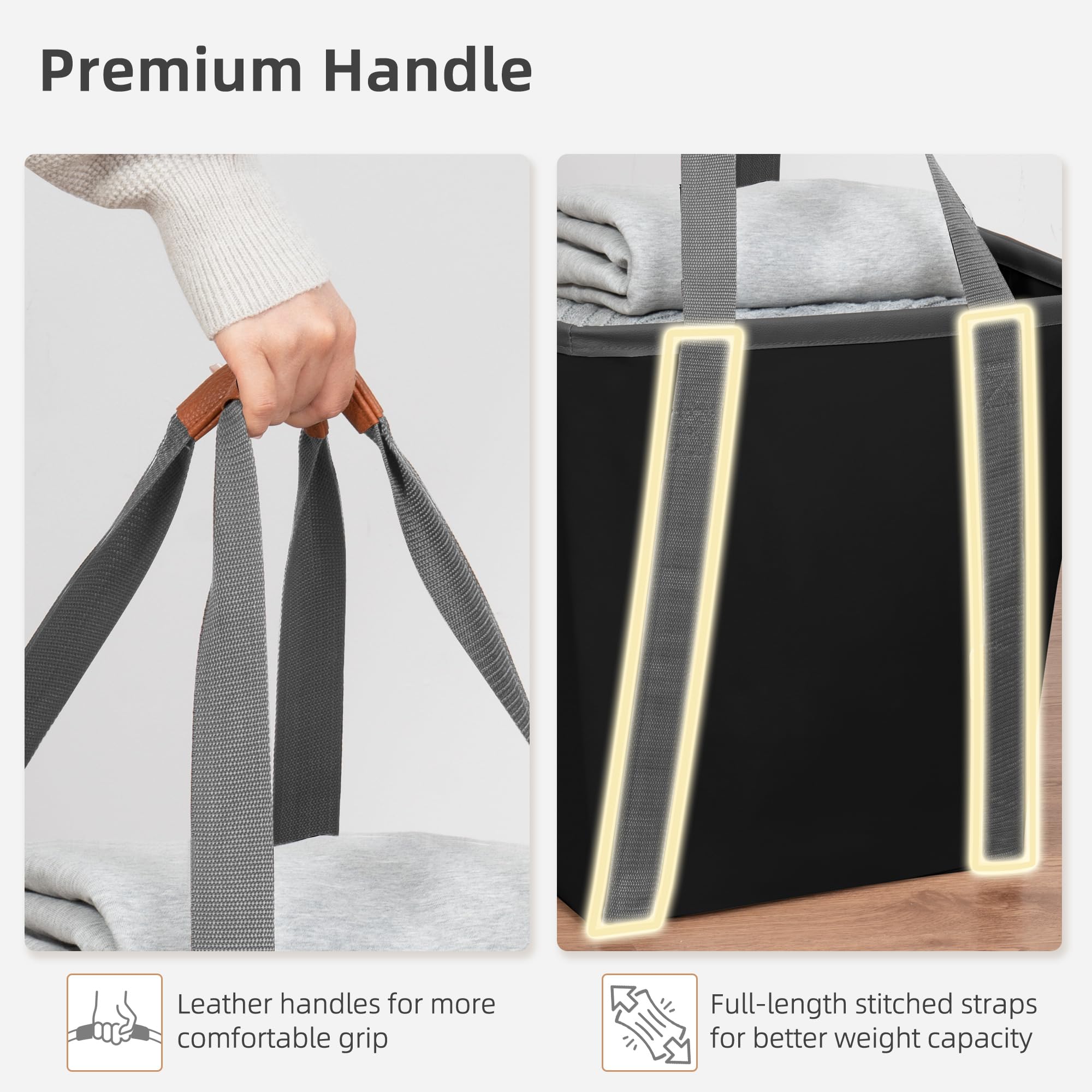 Storage Maniac Collapsible Laundry Caddy, 64L (17 Gal) Large Collapsible Laundry Basket With Sturdy Metal Wire Frame, Long Carry