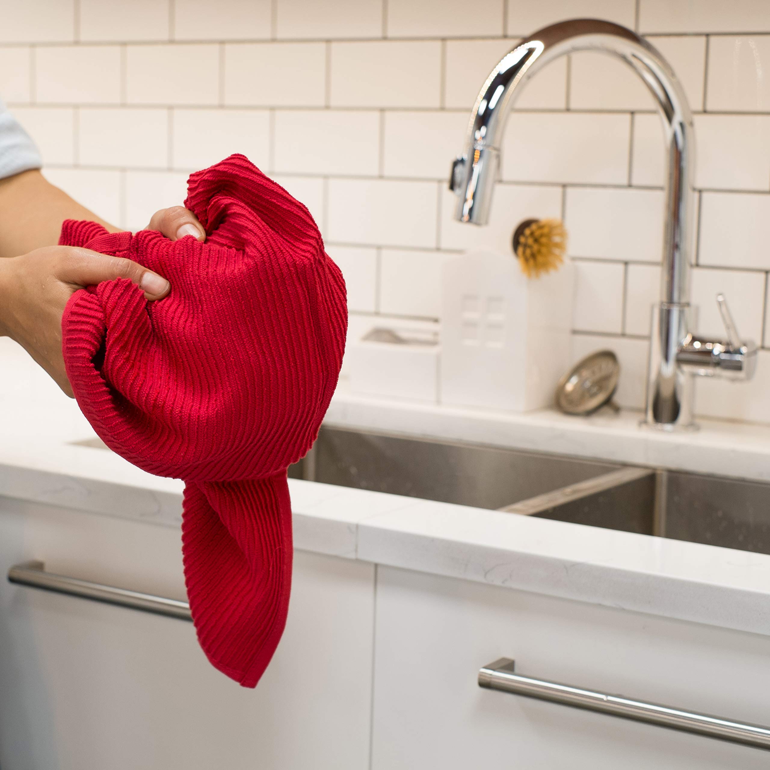 Now Designs Ripple Kitchen Towel  Set of 2  Red