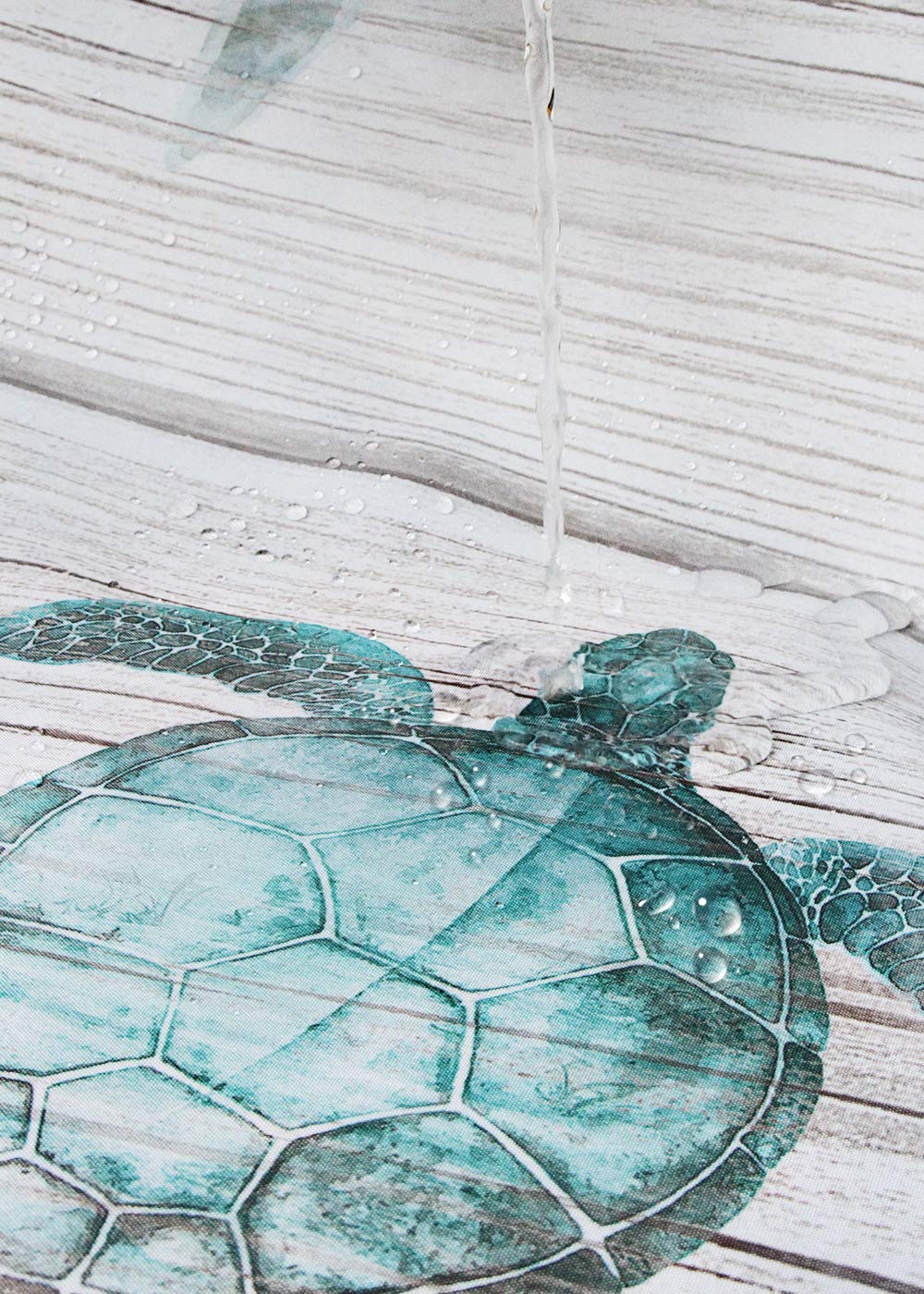 Sumgar Blue Ocean Shower Curtain For Bathroom Coastal Beach Decoration Teal Sea Turtle Curtain Set With Hooks, 72 X 72 Inch