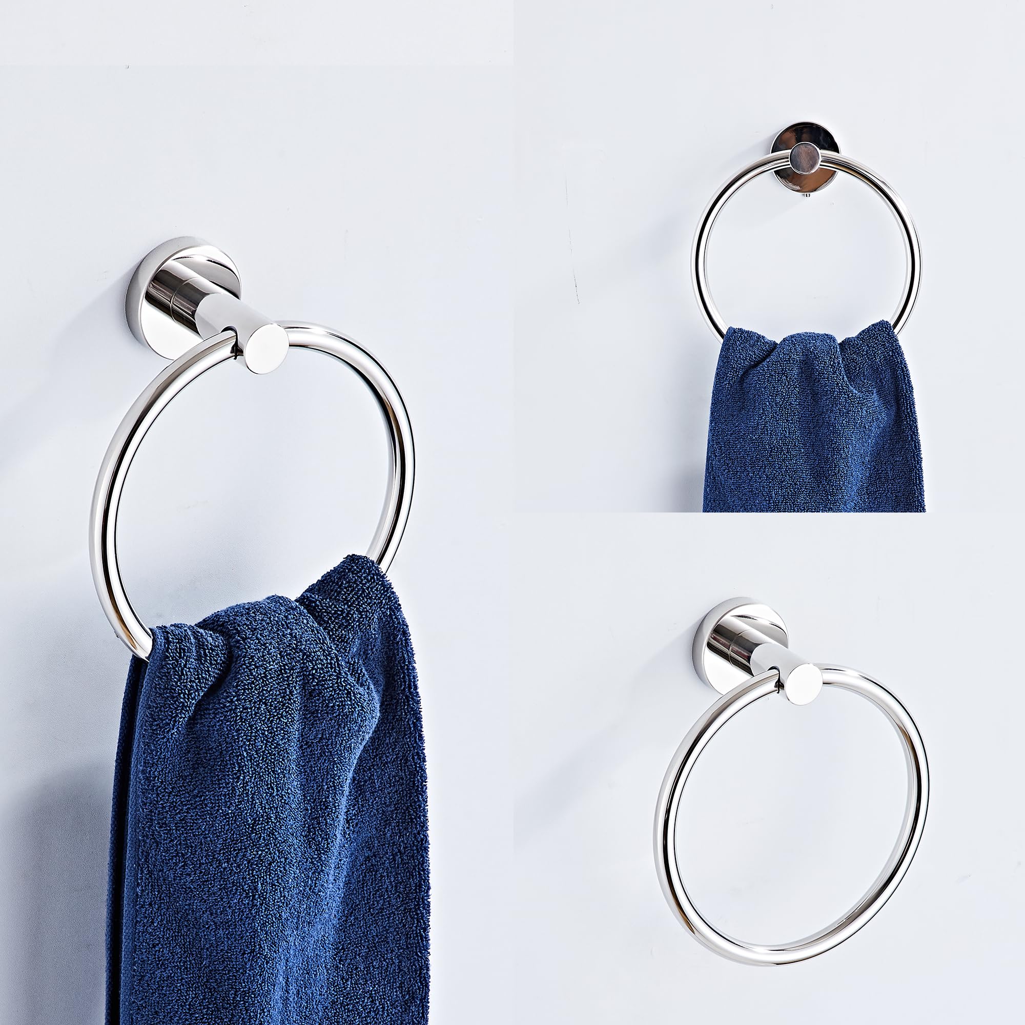 Chrome Bathroom Hardware Set 5 Piece With Towel Racks For Bathroom, Sus304 Stainless Steel Bath Towel Bar Set, 24 Inch Wall Moun