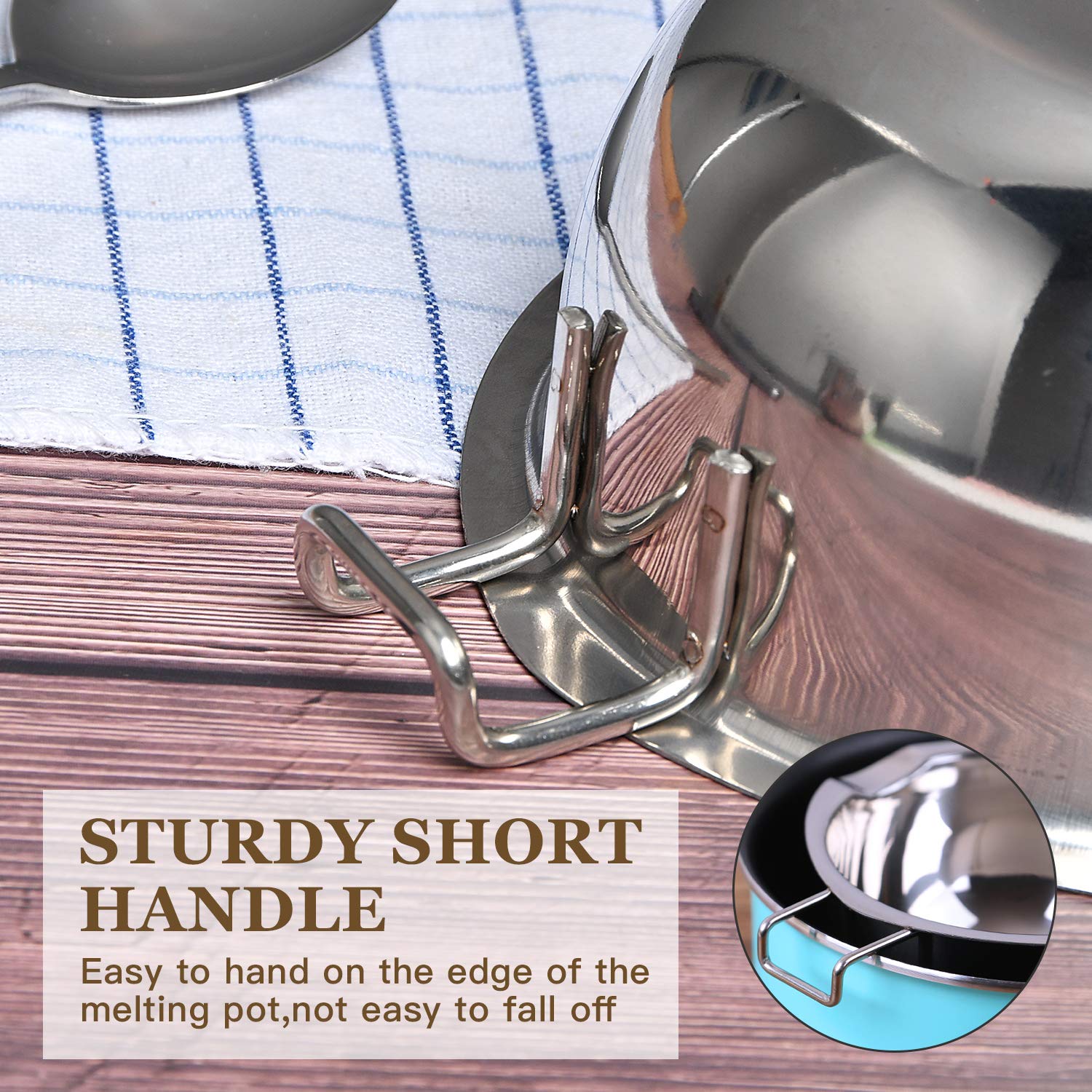 Milkary 2 Pieces Stainless Steel Double Boiler Pot With 2 Metal Spoon, Chocolate Melting Pot For Melting Chocolate, Butter, Chee