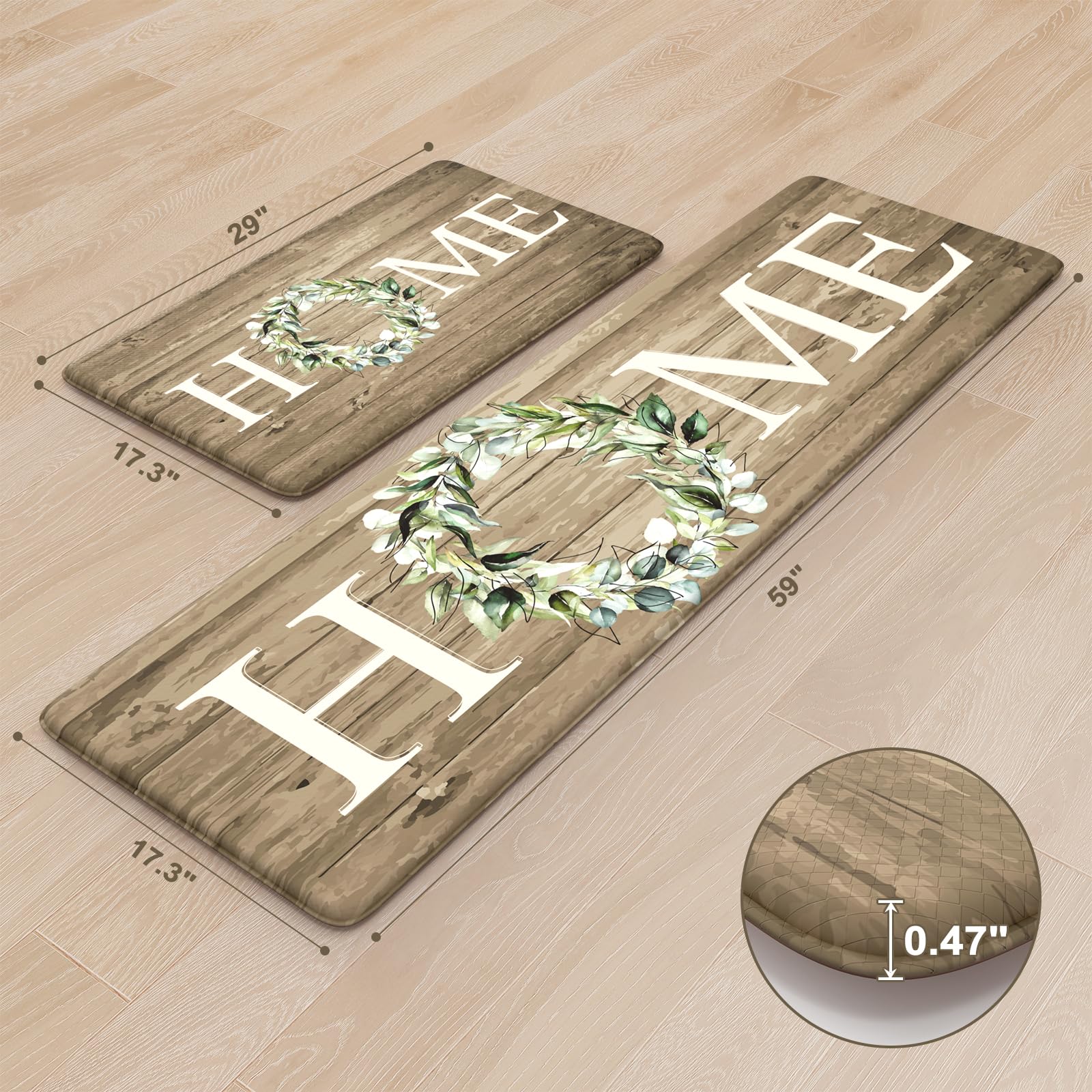 Kimode Kitchen Mats Cushioned Anti Fatigue, Farmhouse Kitchen Rugs, Kitchen Mats For Floor 2 Piece, Comfort Padded Kitchen Floor