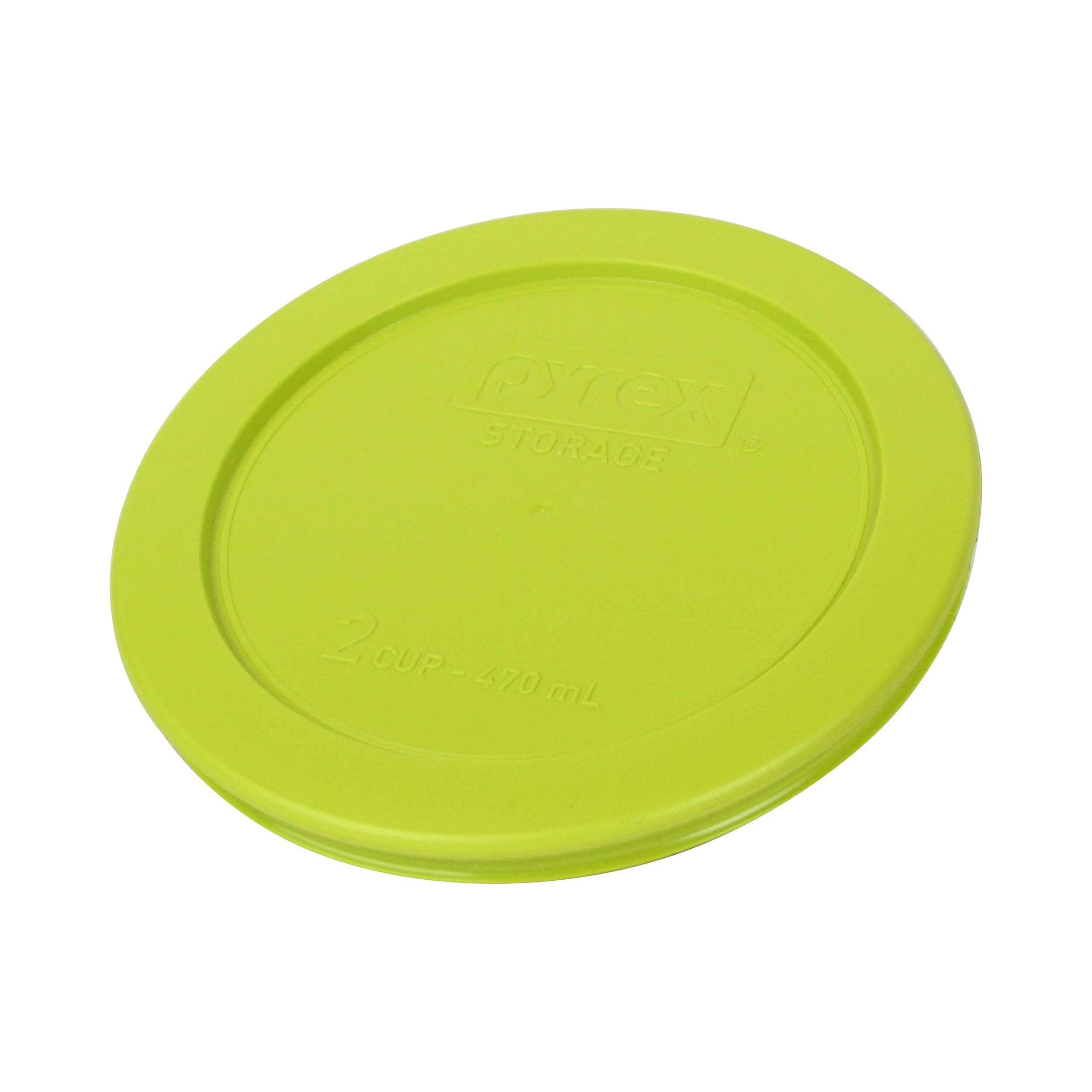 Pyrex 7200-Pc 2 Cup Edamame Green Round Plastic Lid, Made In Usa - 6 Pack