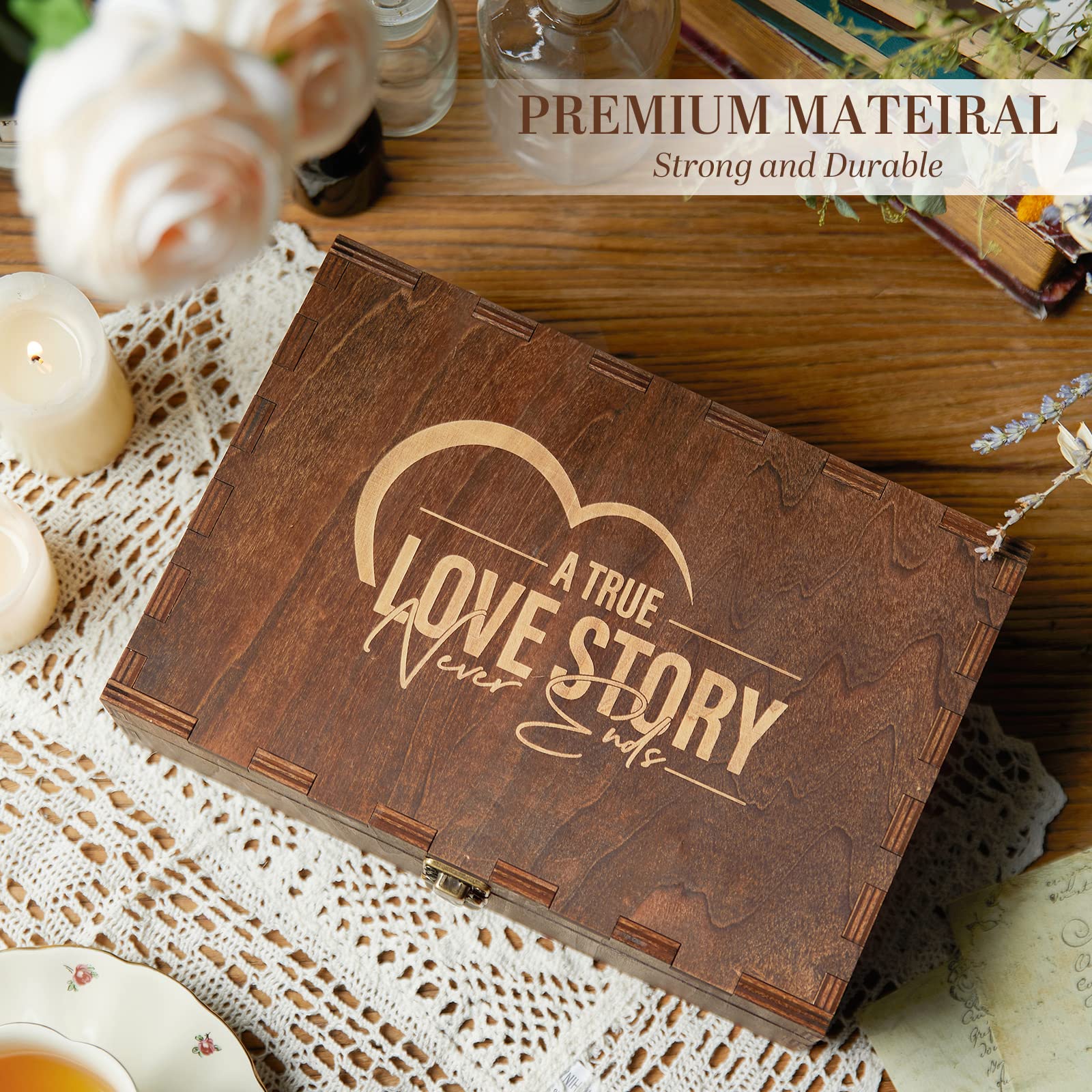 AW BRIDAL Baby Keepsake Box Engraved Wood Memory Box for Baby Newbron Girls Boys Stroage Box with Lid Baby Shower Gifts Wood Sto