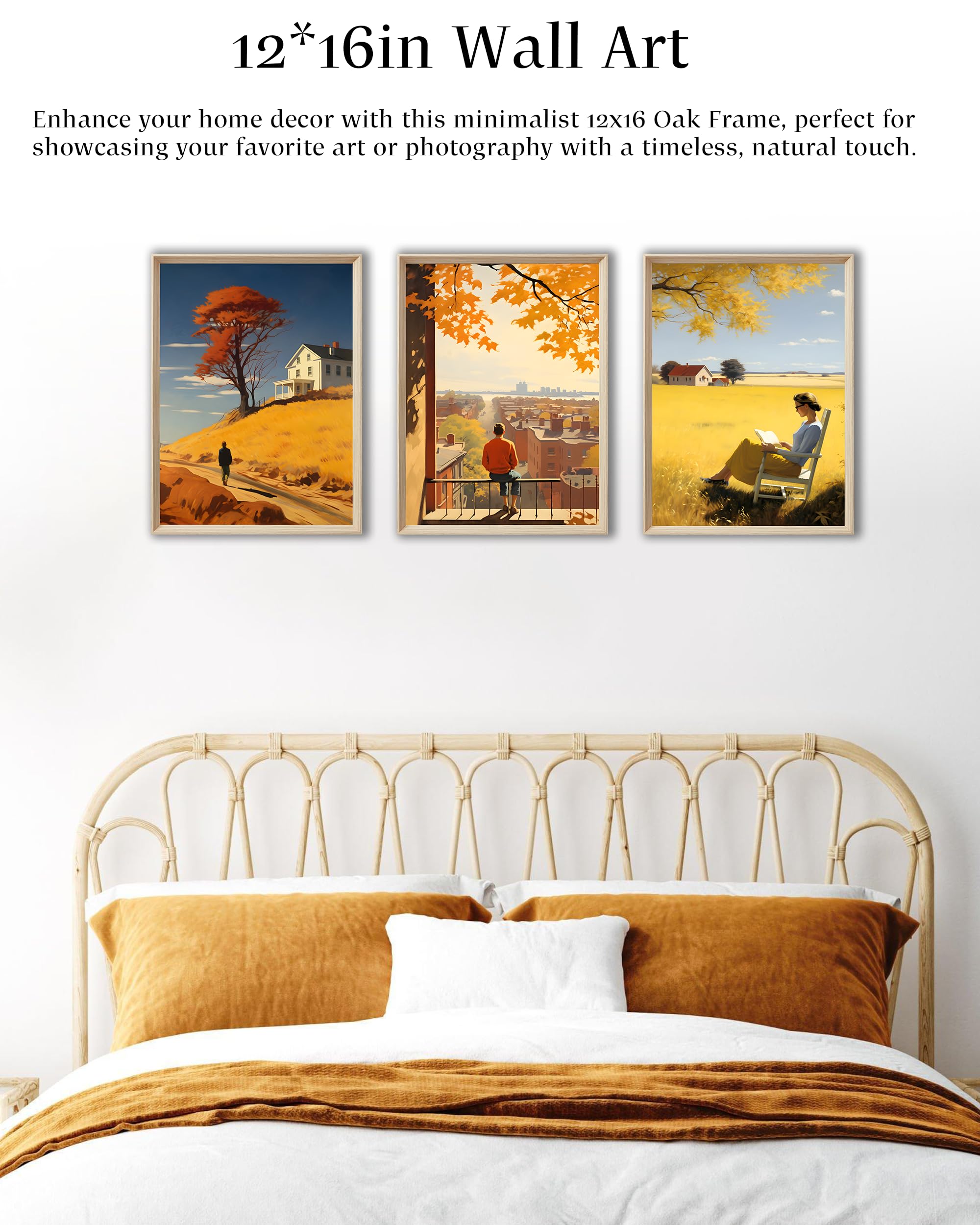 Upwoigh Framed Wall Art, Edward Hopper Wood Canvas Wall Art,Autumn Decor,12''X16'' Cotton Pattern Vintage Poster Wall Decor Aest
