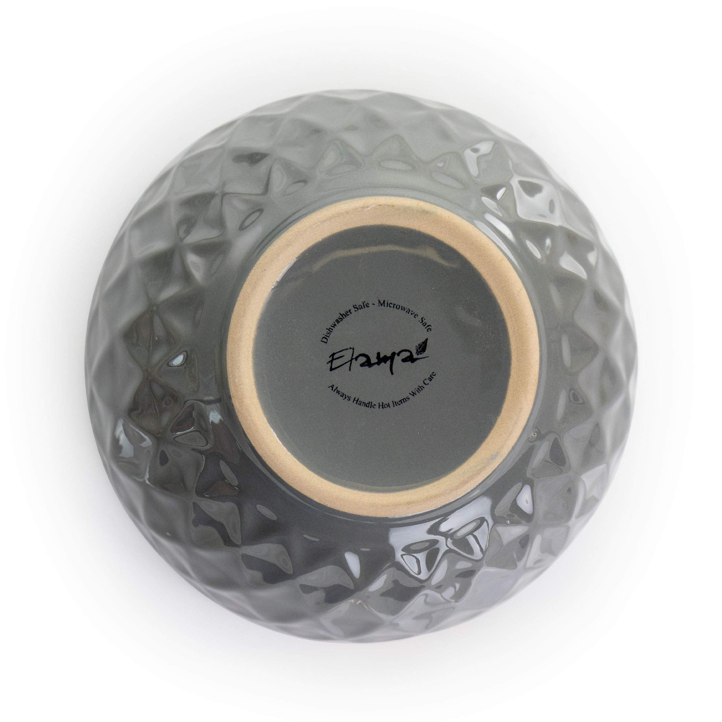 Elama Round Tahitian Stoneware Collection Dinnerware Dish Set, 16 Piece, Slate and Pearl