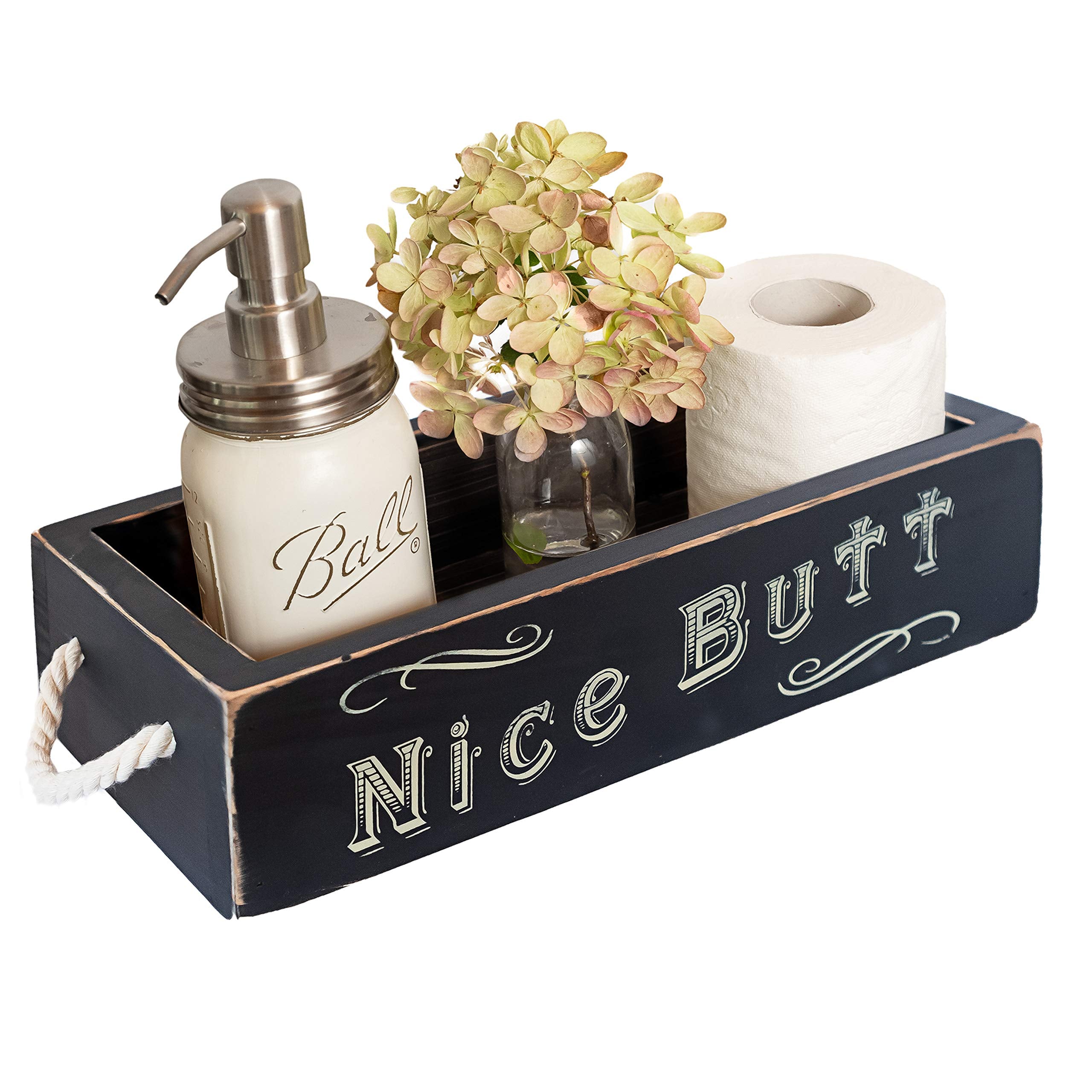 Nice Butt Bathroom Decor Box, One Box With Print On 2 Sides Farmhouse Nice Butt Toilet Paper Holder, Back Of Toilet Decor Funny