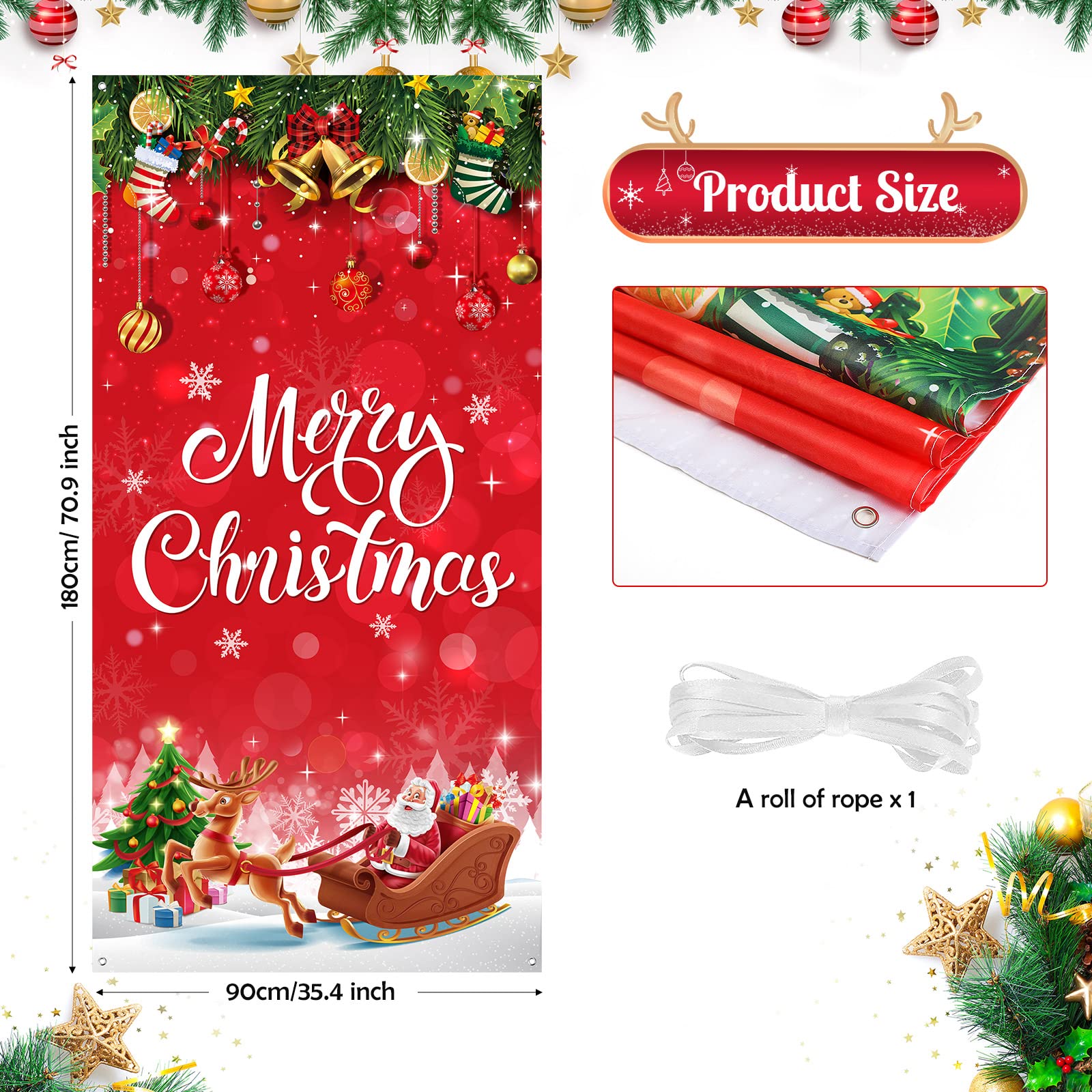 Christmas Decorations Merry Christmas Door Cover Christmas Background Banner Xmas Door Hanging Covers Photo Booth Props For Chri