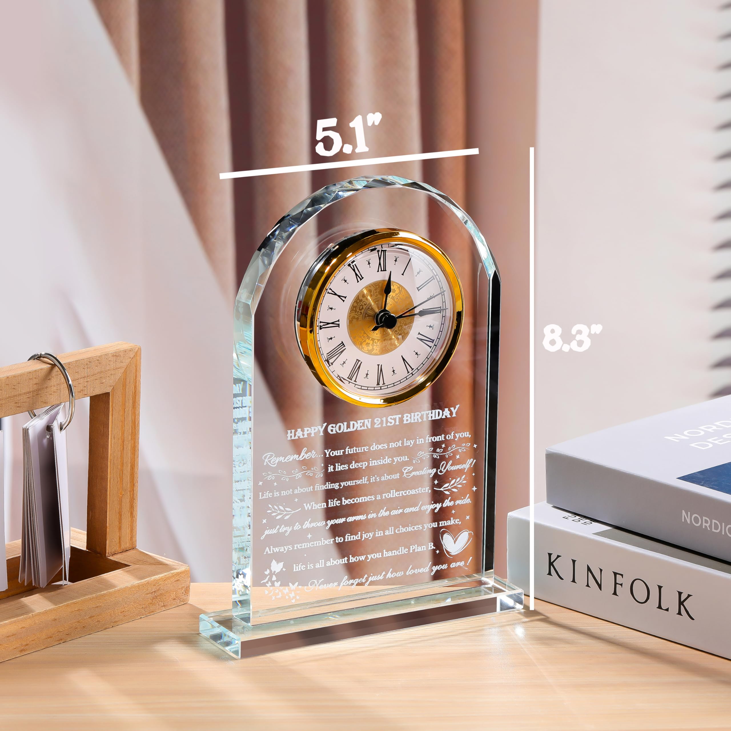 Movdyka 21st Birthday Gifts for Her Him - Crystal Clock Gifts Personalized 2004 21 Year Old Birthday Present for Men Women - Hap