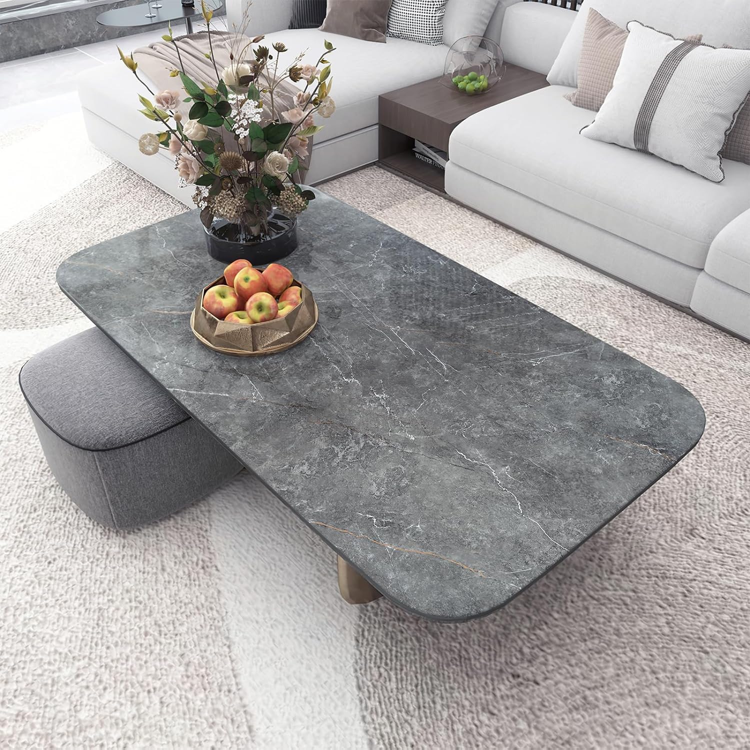 Bomeng 48''X354'' Extra Wide Countertop Contact Paper Gray Marble Wallpaper Peel Stick Countertops For Kitchen Glossy Waterproof