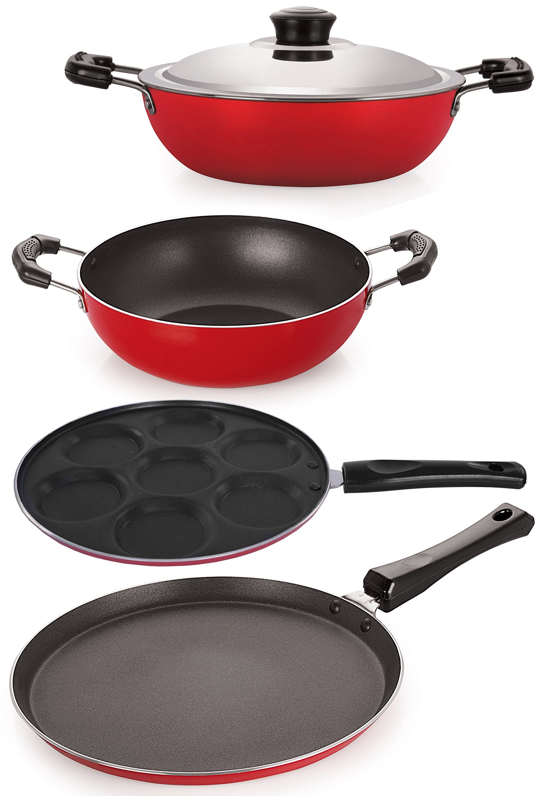 Nirlon NonStick Cookware Combo Set Made From Heavy Gauge Aluminium