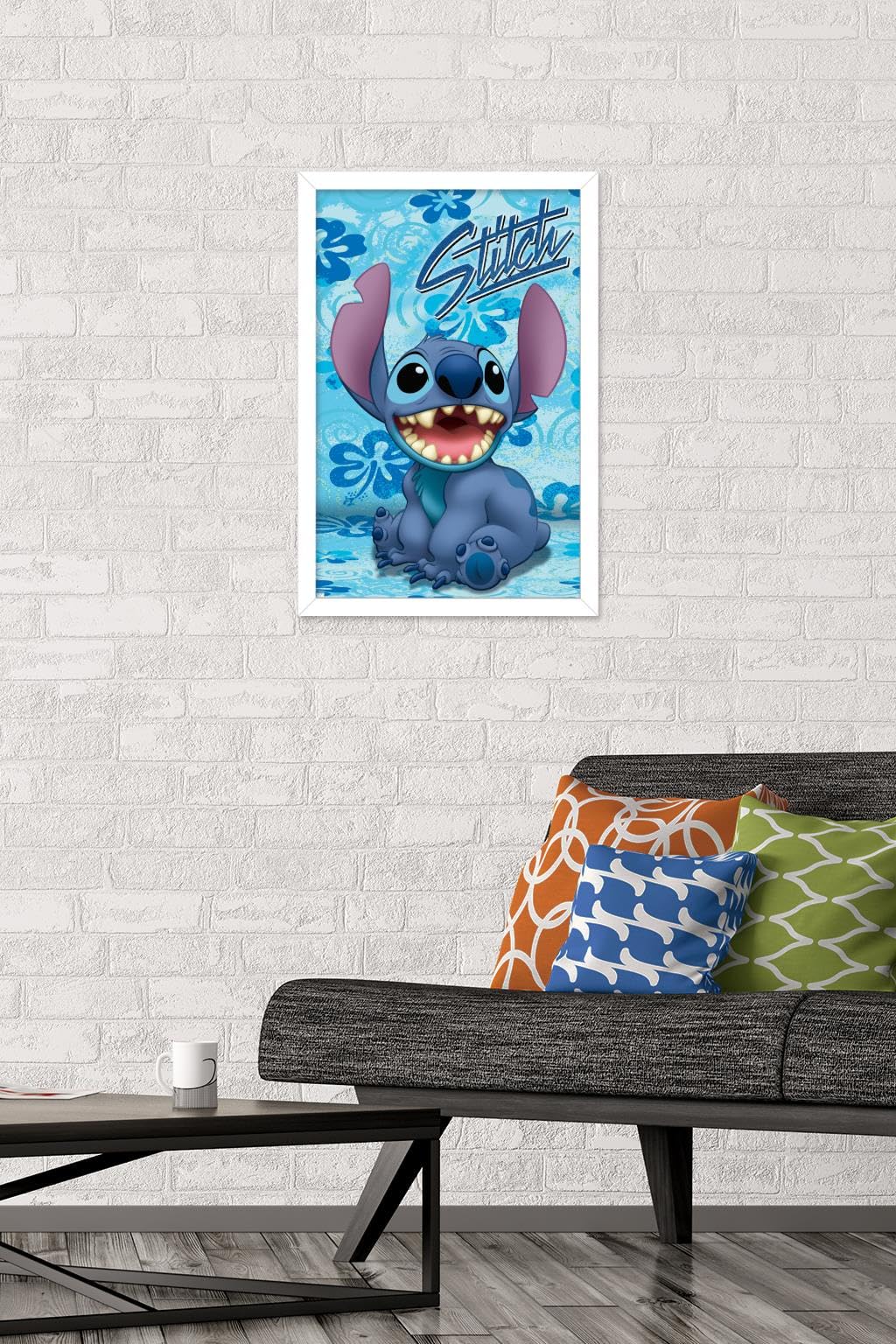 Trends International Disney Lilo And Stitch - Sitting Wall Poster, 14.72'' X 22.37'', White Framed Version