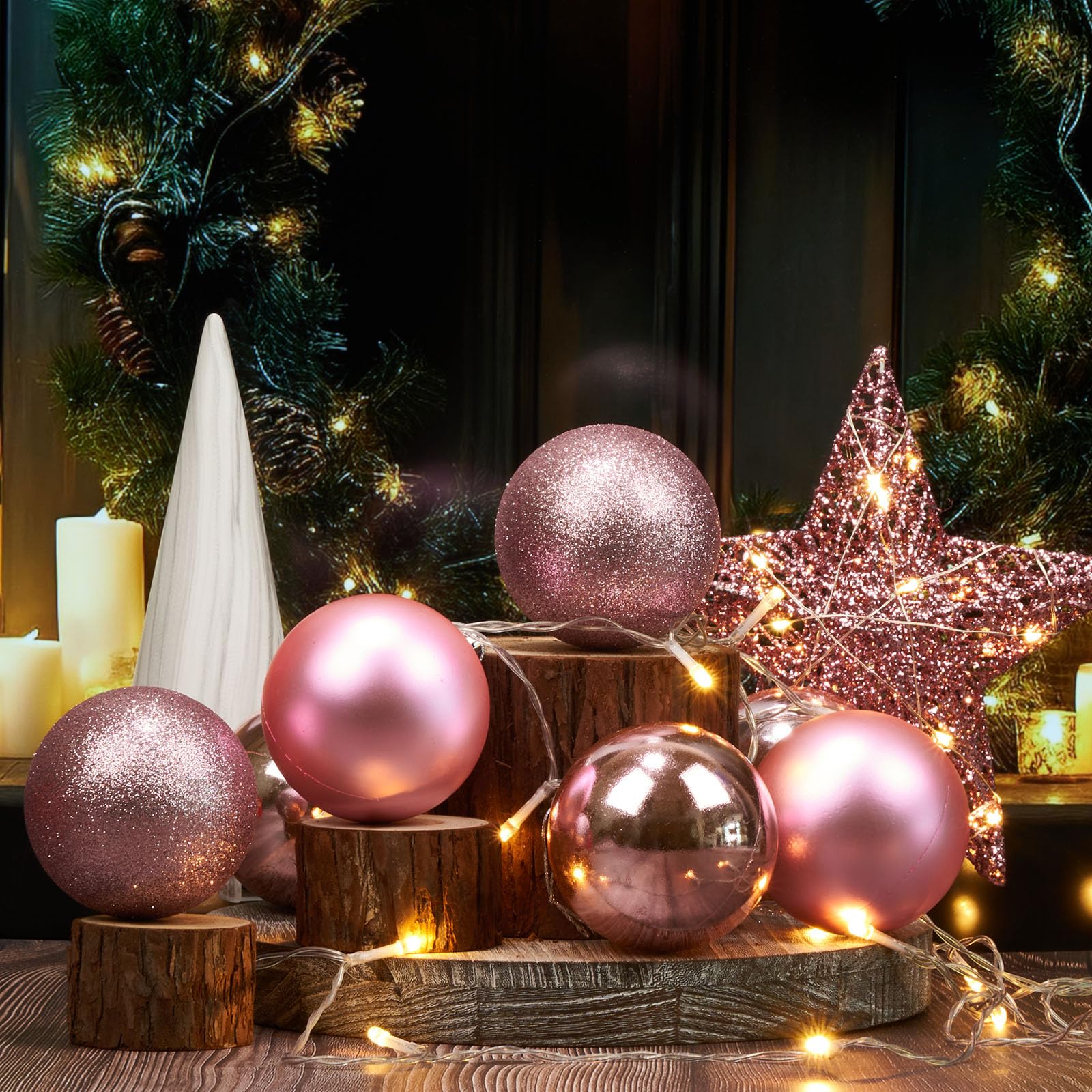 Emopeak 16Pcs Christmas Balls Ornaments for Xmas Tree - 3.15Inch Large Shatterproof Christmas Tree Decorations Hanging Ball for