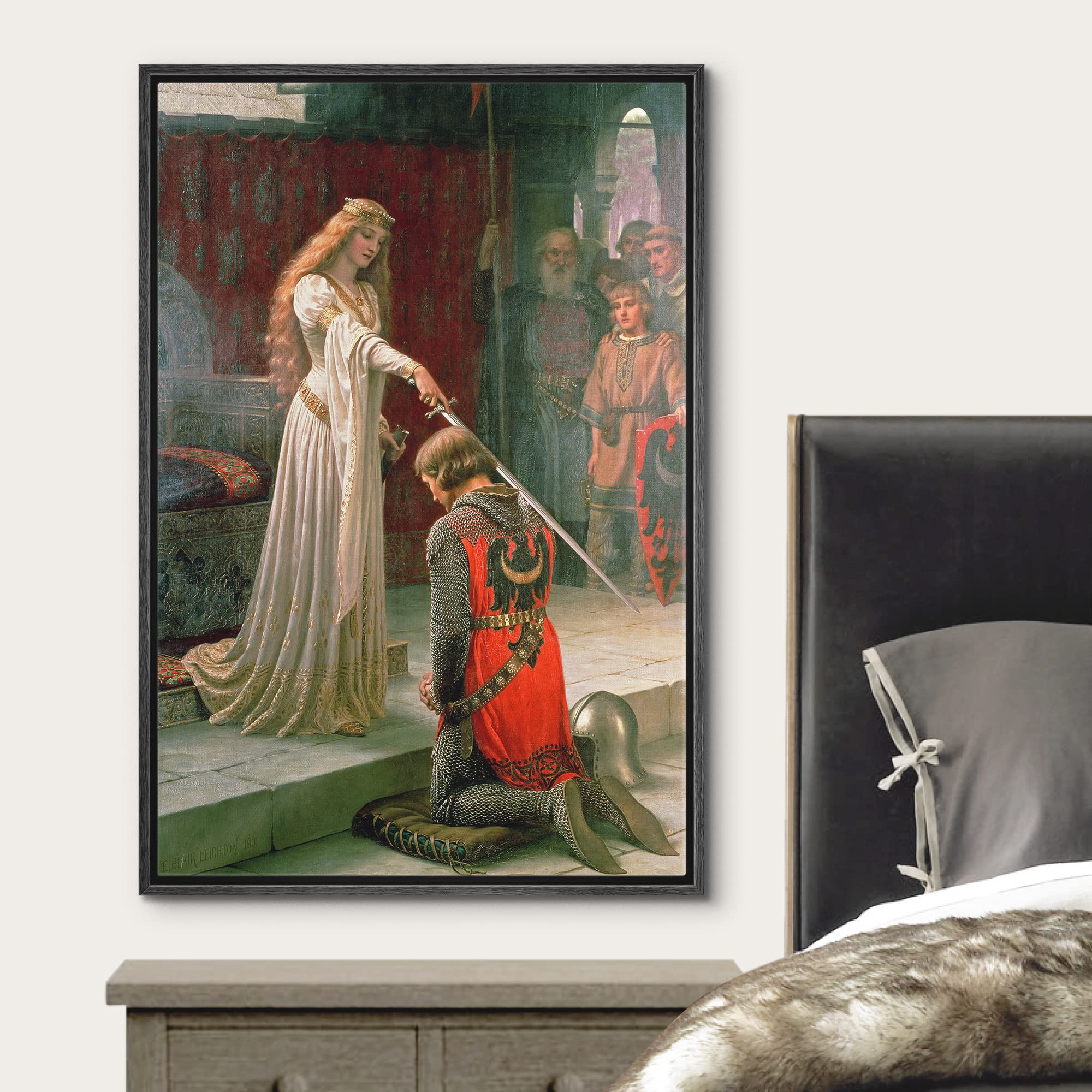 Wall26 Framed Framed Canvas Print Wall Art The Accolade By Edmund Leighton Nature Wilderness Illustrations Fine Art Traditional