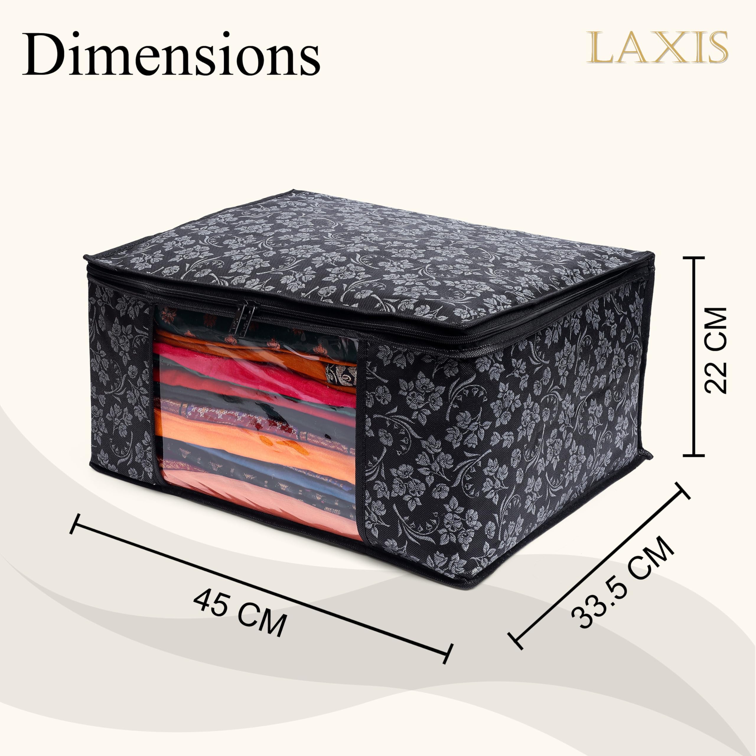 LAXIS Saree Covers With Zip Non-Woven Printed Saree Cover/Saree Organizer For Wardrobe/Cloth Storage/Organizer With Transparent