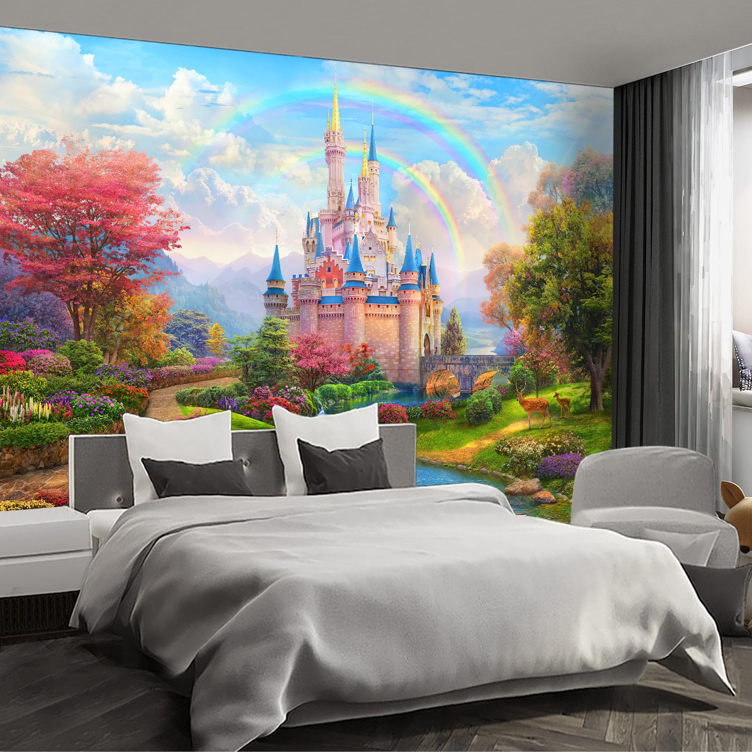 Fightal - Castle Large wall murals Peel and Stick self Adhesive Wallpaper for Bedroom Nursery Room - 120x183