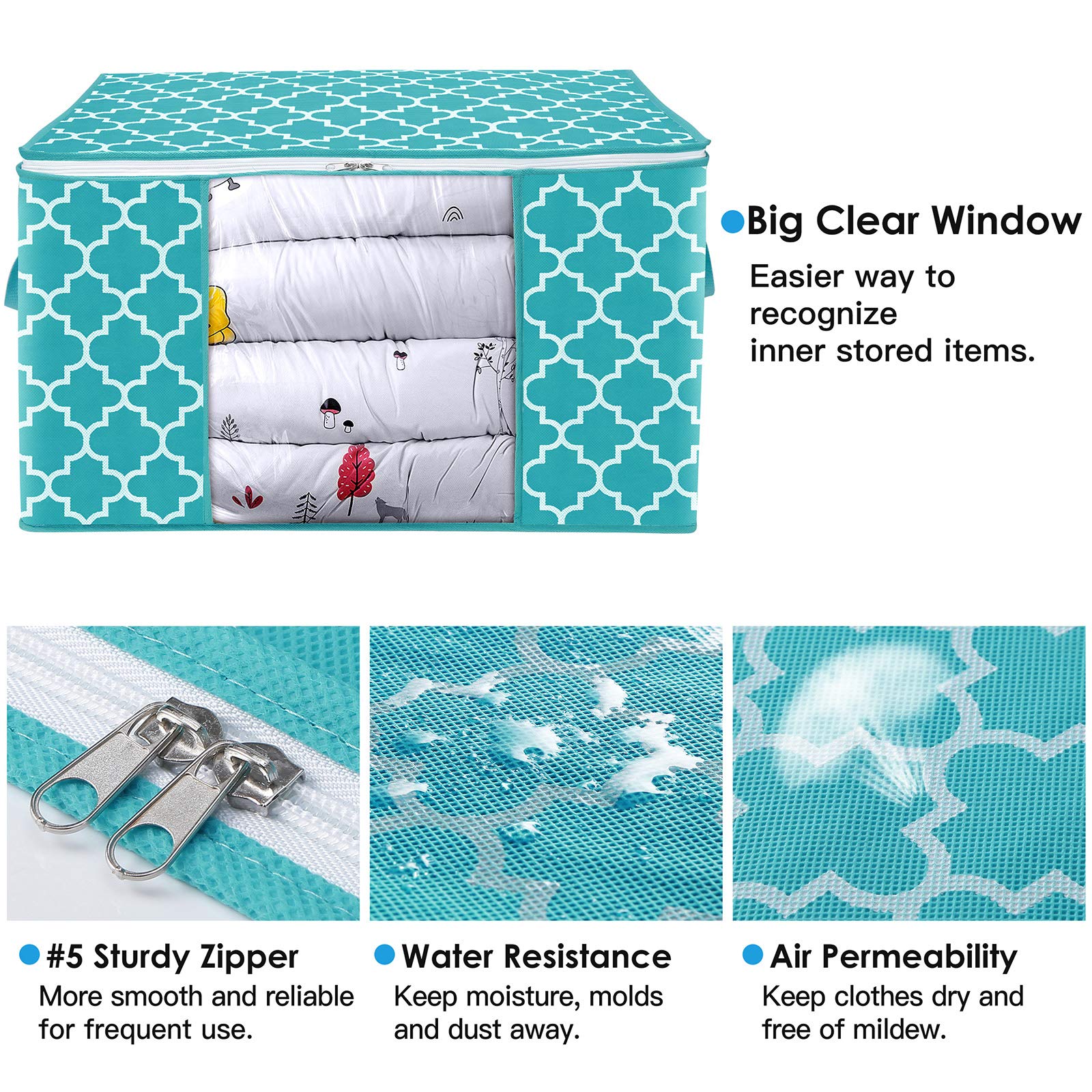 WISELIFE Storage Bags 100L [6 Pack] Large Blanket Clothes Organization and Storage Containers for Bedding, Comforters, Foldable