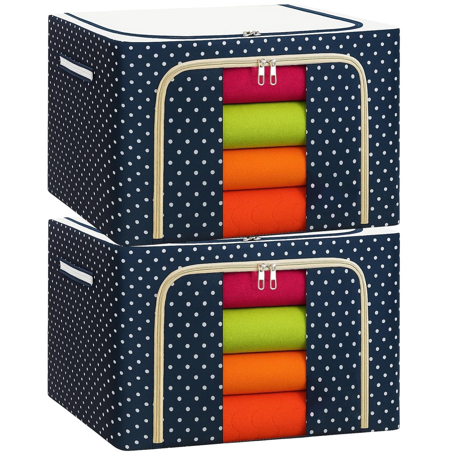 Selvoro Store Storage Box And Organiser 66 Liter Wardrobe Organizer For Foldable Steel Frame With Zipper With Clear Window & Han