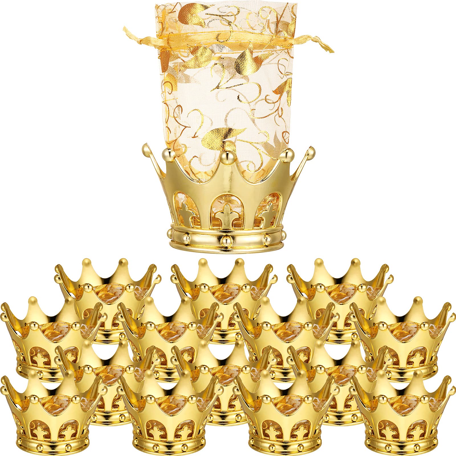 Gold Fillable Crown Goblet With Pouch For Candy Chocolate Cake Dessert Storage Decoration For Prince Princess Baby Shower Birthd