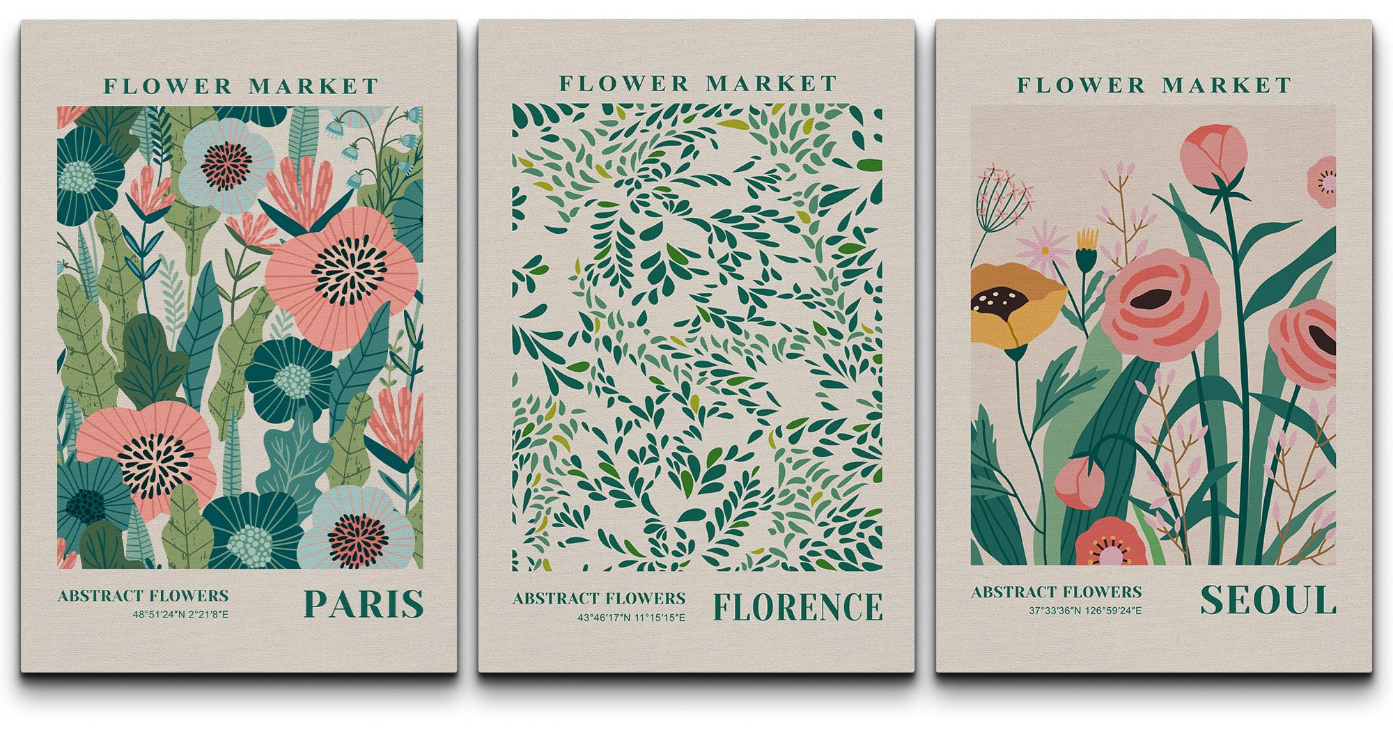 Wall26 Canvas Print Wall Art Set Watercolor Pastel Vibrant Flower Market Prints Nature Wilderness Illustrations Modern Art Decor