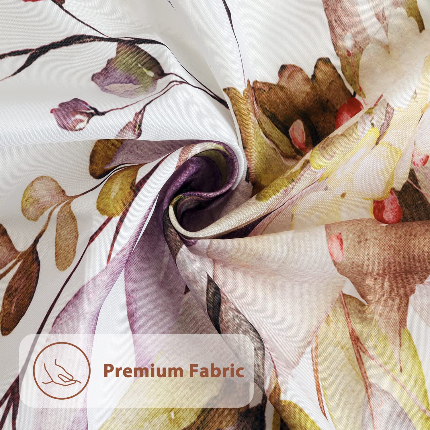 Nuseiis Brown Long Eucalyptus Shower Curtain 72x78 Inch  Watercolor Botanical Leaves Fabric Bathroom Curtain