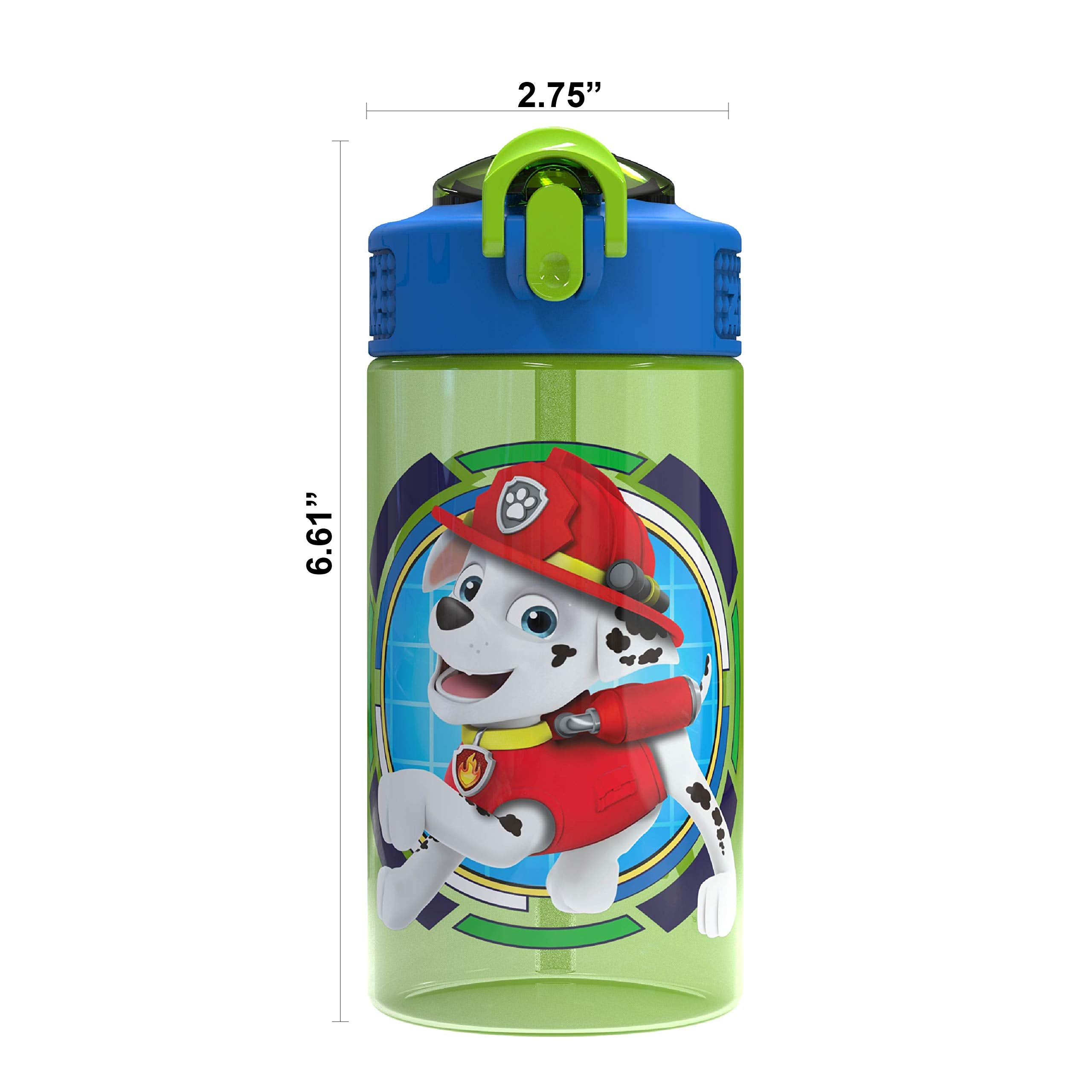 Zak Designs Paw Patrol Kids Spout Cover and Built-in Carrying Loop Made of Plastic  Leak-Proof Water Bottle Design (Rocky  Rubble & Chase  16 oz  BPA-Free)