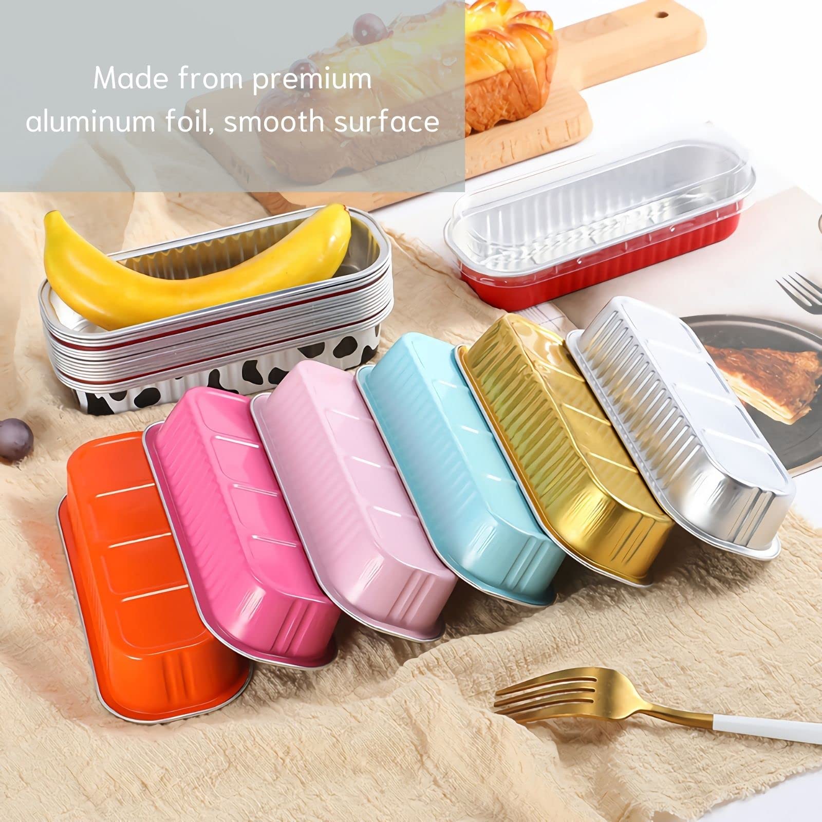 Findful Mini Loaf Baking Pans With Lids And Spoons (50 Pack, 6.8Oz) Rectangle Aluminum Foil Baking Pans Tins Containers - Cupcak