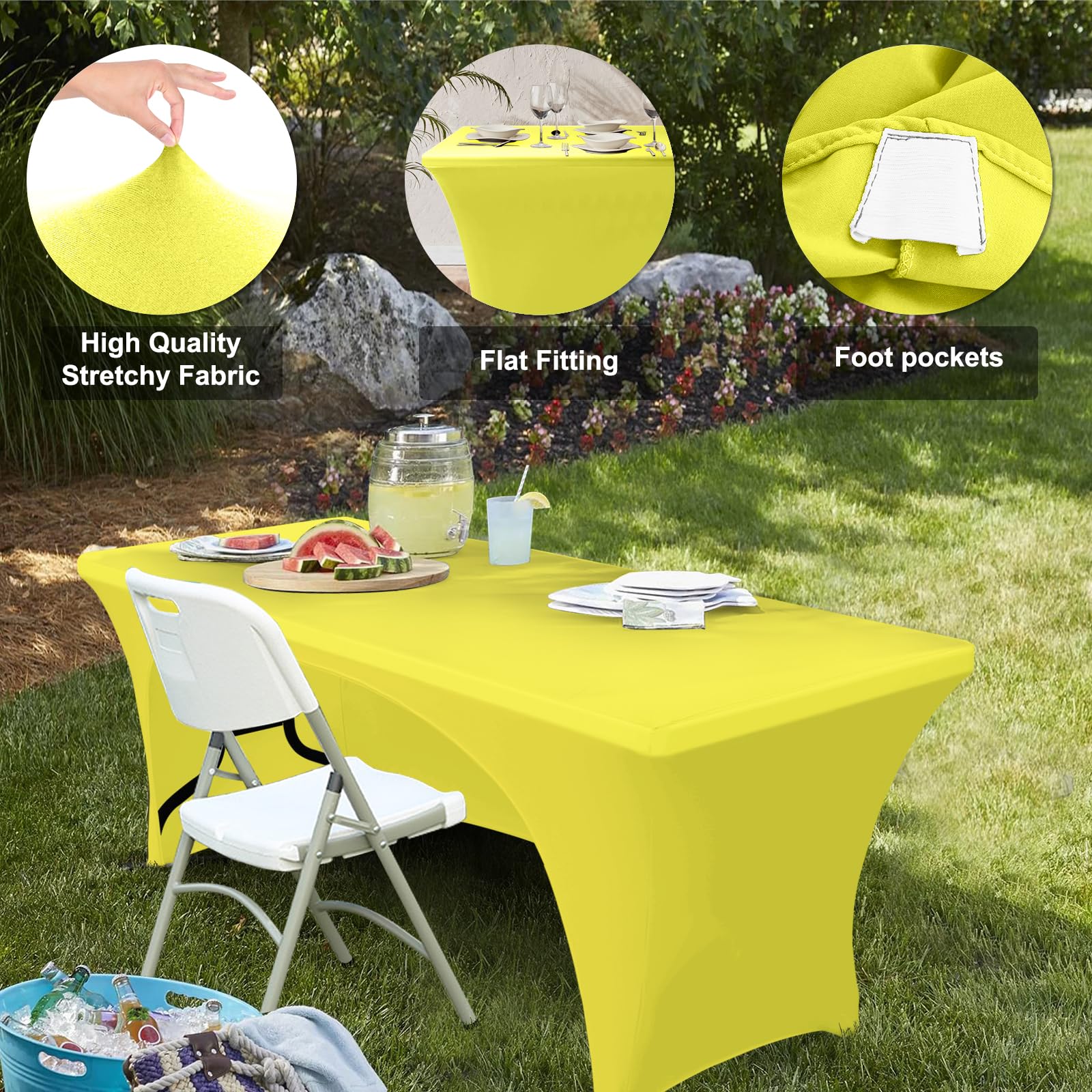 Abccanopy 30+ Colors Spandex Table Cover 6 Ft. Fitted Polyester Tablecloth Stretch Spandex Tablecover-Table Toppers(Open Back Ye