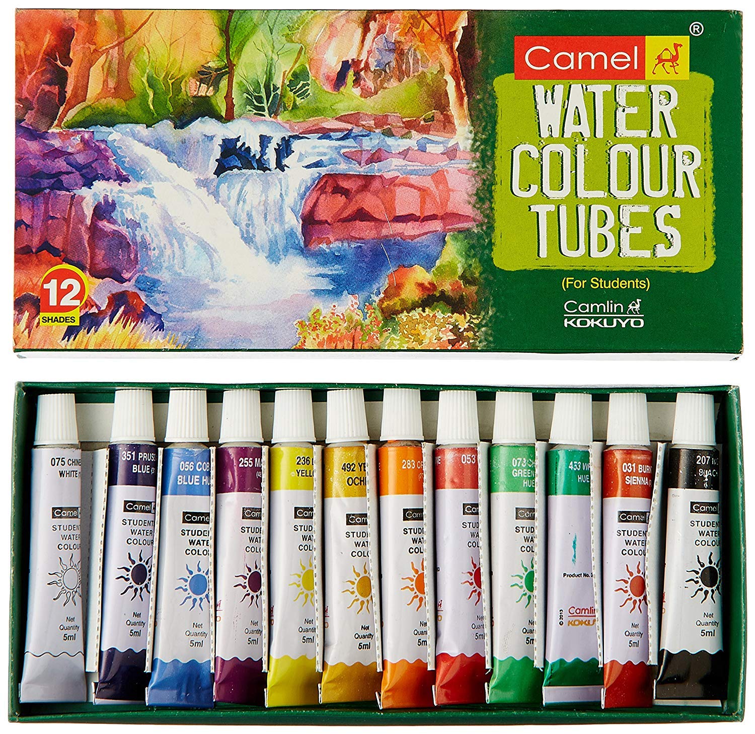 Camlin Water Colour Tubes For Student - 12 Shades, Multicolor
