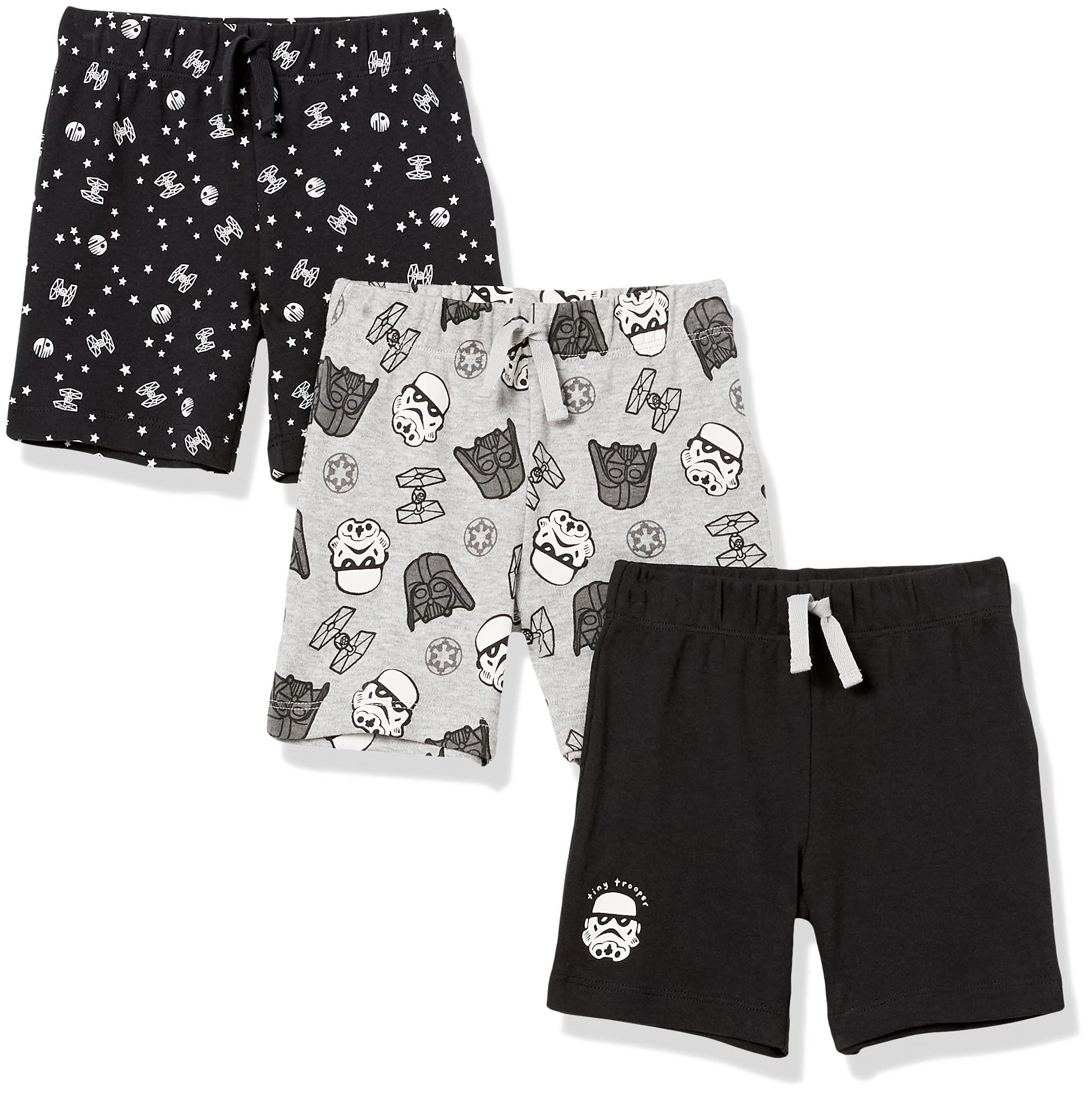 Amazon Essentials Disney  Marvel  Star Wars Baby Boys Shorts, Pack Of 3, Star Wars Tiny Trooper, Preemie