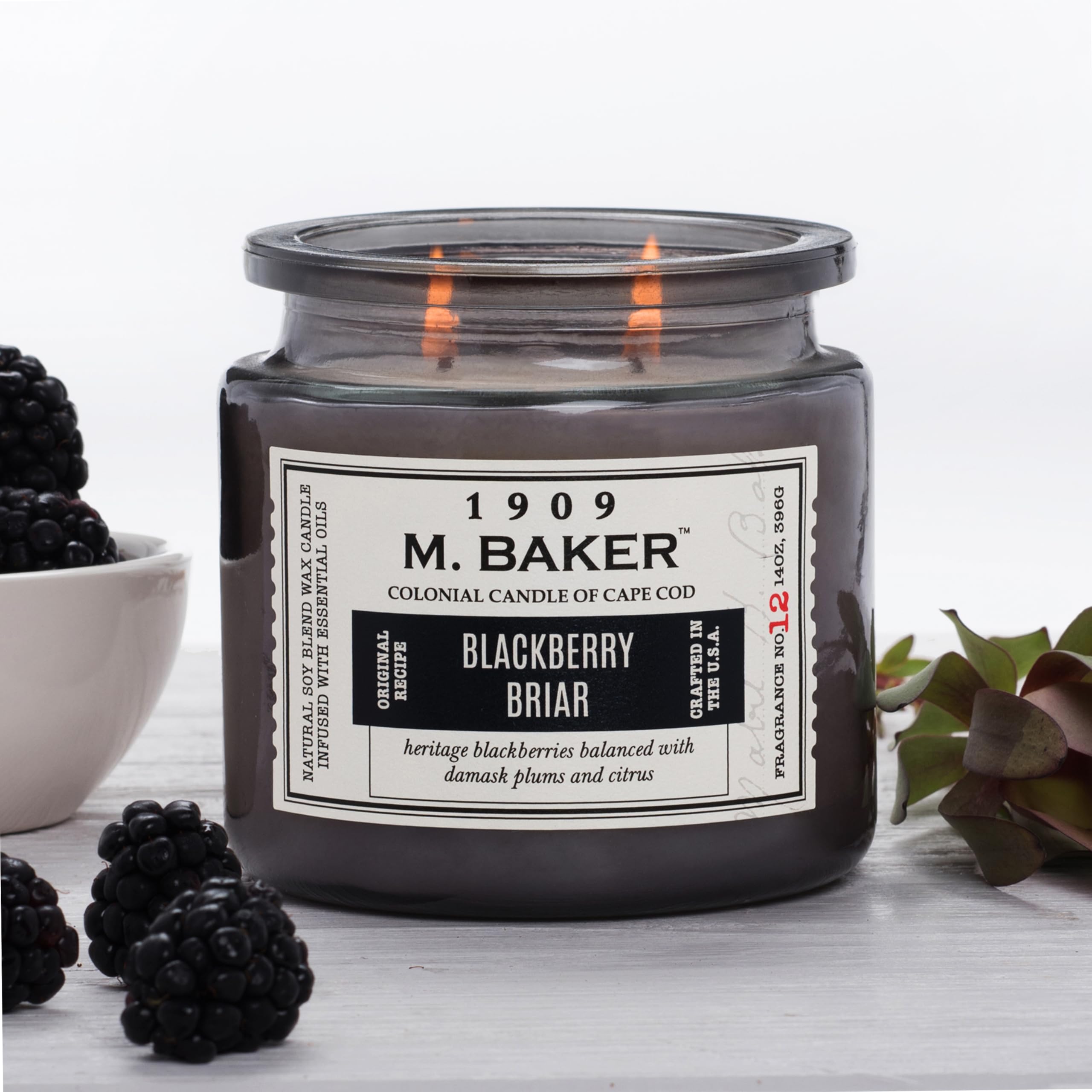 Colonial Candle BlackBerry Briar Scented Jar Candle | 2-Wick Natural Soy Blend Wax Candle for Home | Relaxing Aromatherapy Candl