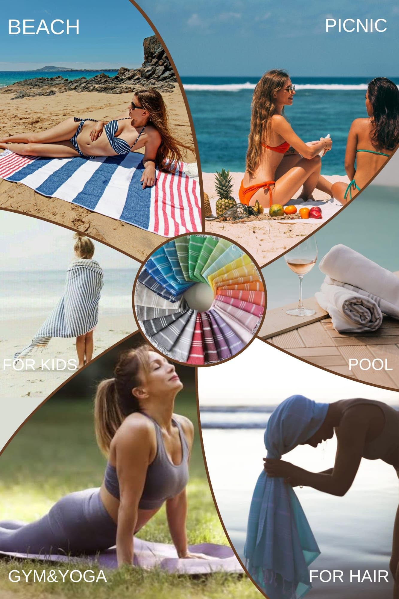 Park & Oz Turkish Beach Towel - Oversized 100% Cotton, Quick-Dry, Absorbent, Sand-Free Blanket (72 X 40) - Extra Large, Lightwei