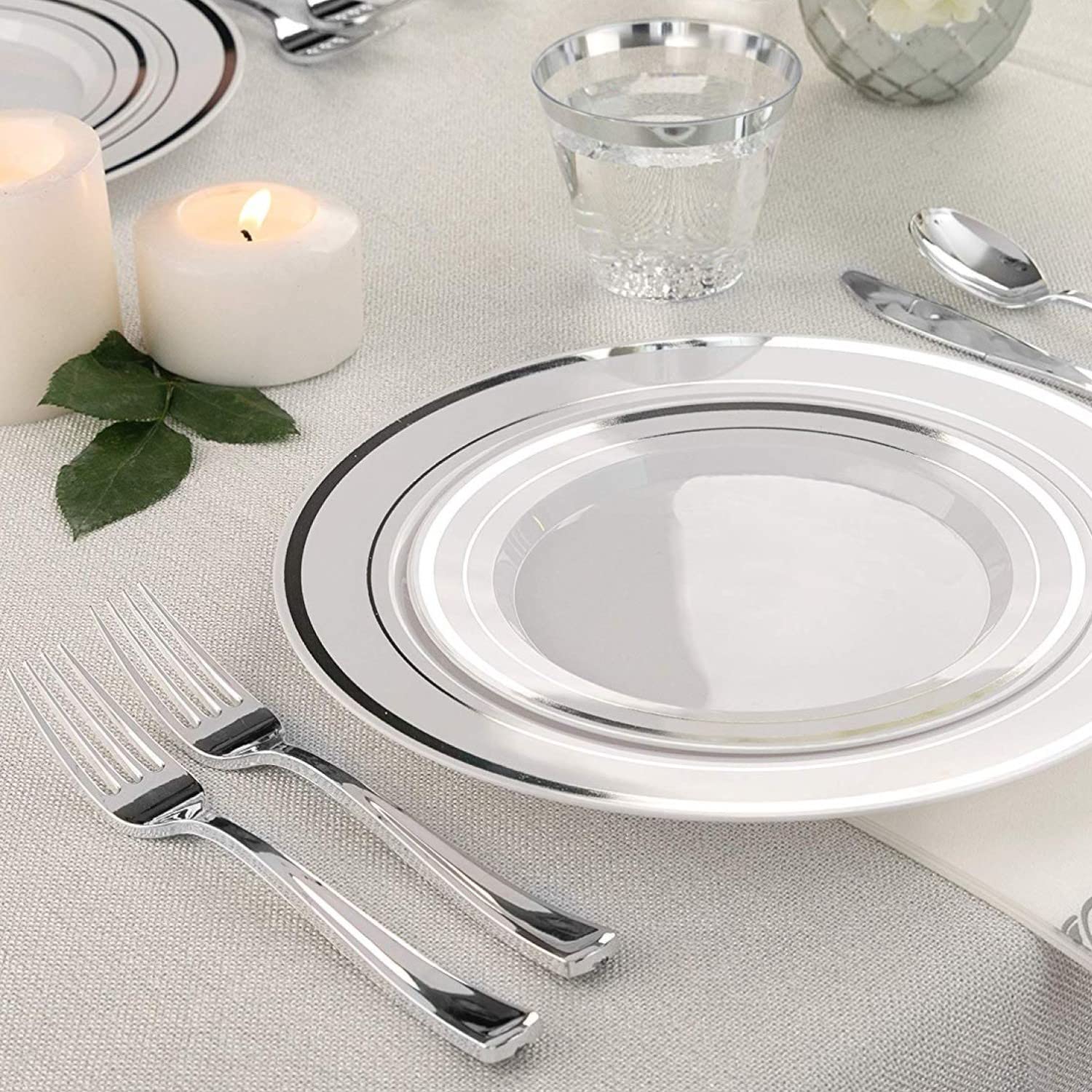 Plastic Silver Forks (75 Pack) - Glossy Silver Cutlery Forks - Disposable Silverware - Heavy Weight Plastic Silver Forks - Durab