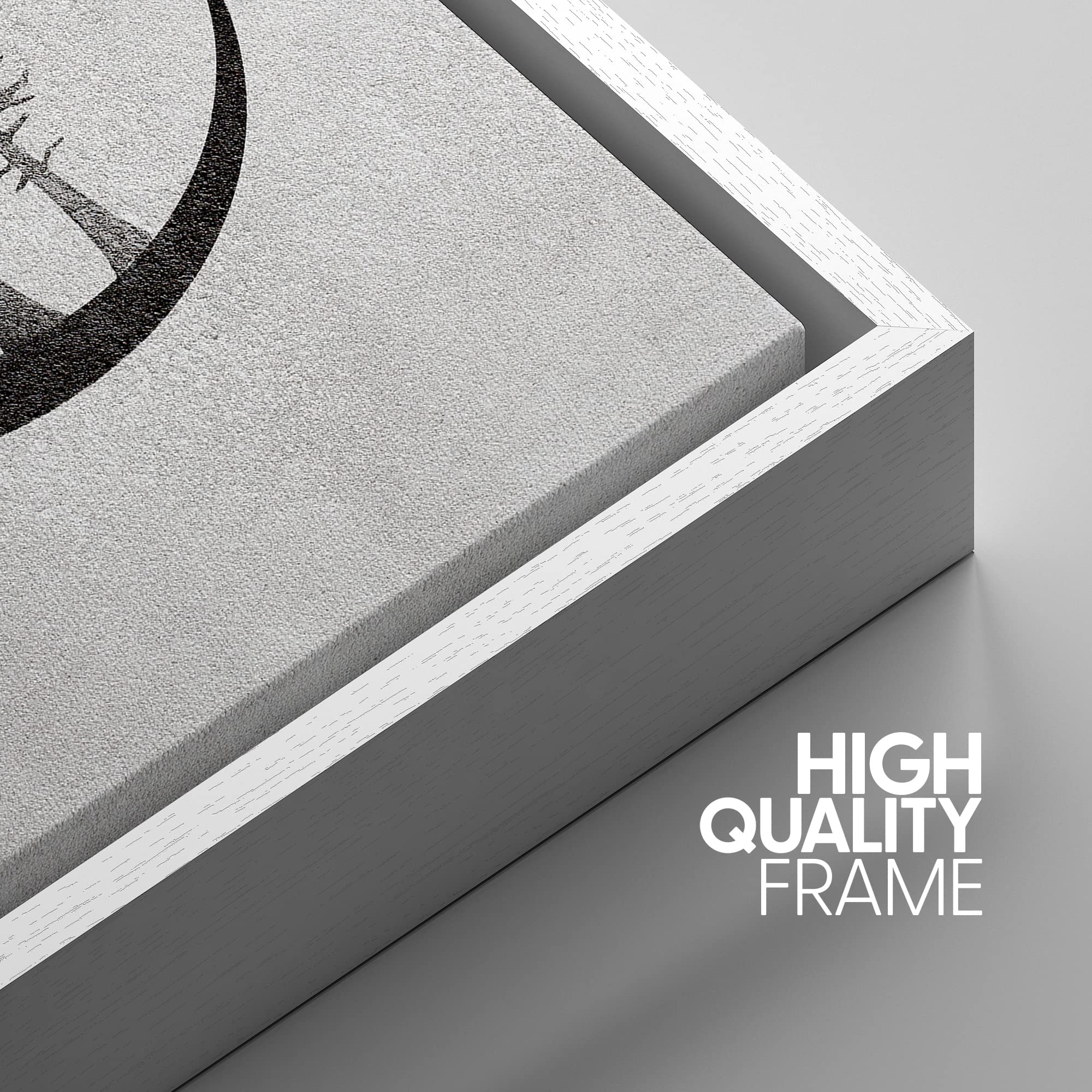 NWT Framed Canvas Print Wall Art Sketch Style Pine Trees on Crescent Moon Nature Wilderness Photography Realism Minimalist Scenic Black and White for Living Room  Bedroom  Office - 16''x24'' White