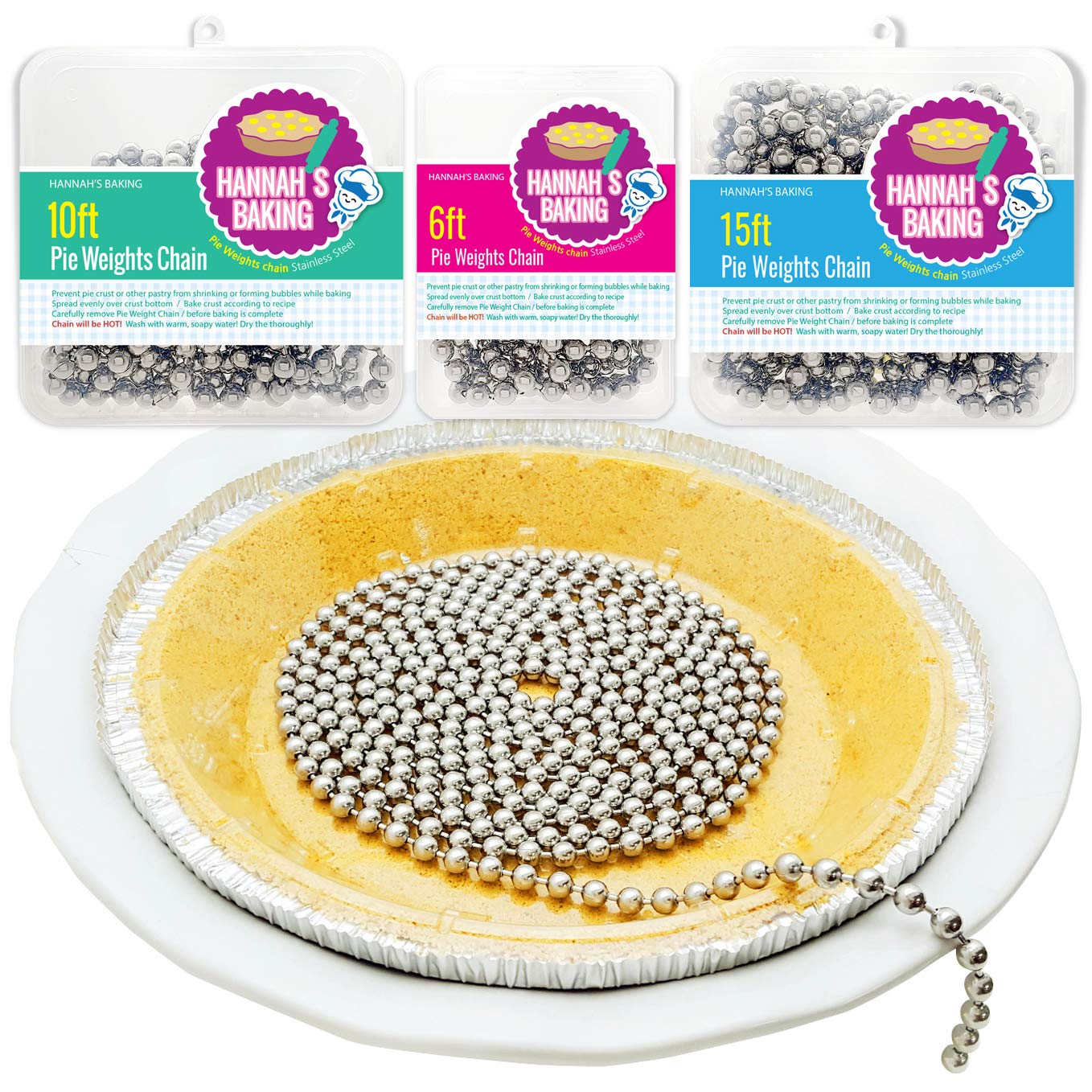 Pack Of 2 Baking Pie Crust Weights Chain- Pie Crust, Pie Chain Stainless Steel Long_10Feet