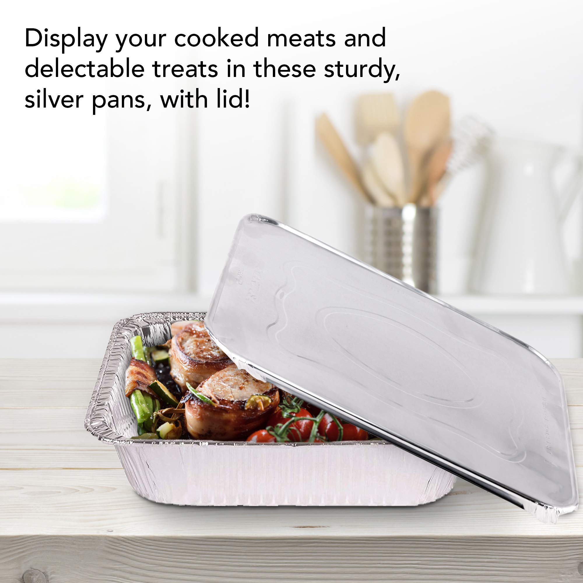 Foil Pans With Lids - 9X13 Aluminum Pans With Covers - 25 Foil Pans And 25 Foil Lids - Disposable Food Containers Great For Baki