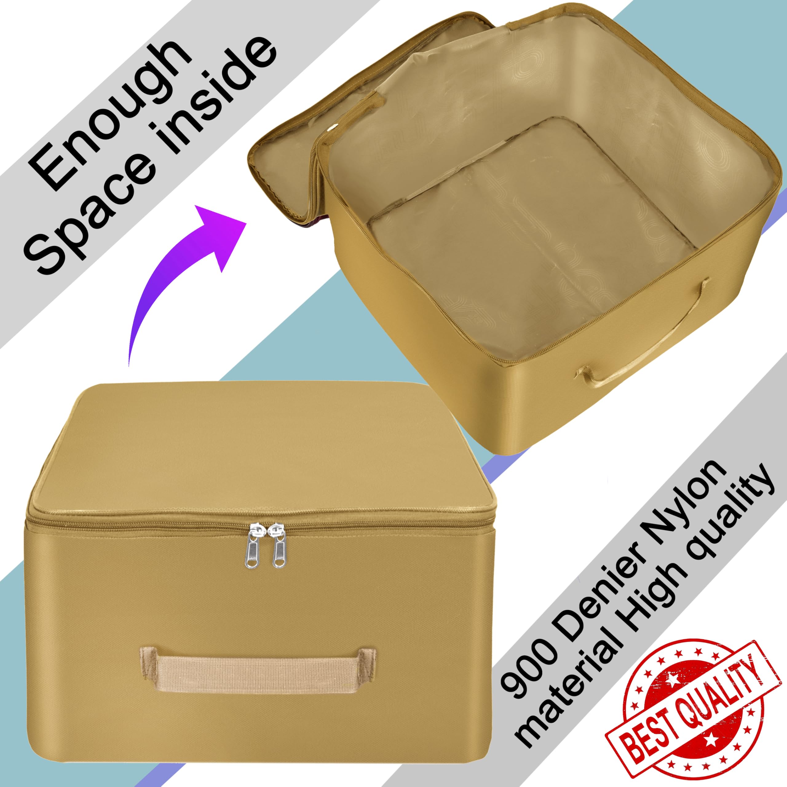 Storite 5 Pack Nylon Wardrobe Bag Underbed Moisture Proof Cloth Storage Organizer, Storage Box For Clothes Saree Bags With Zippe