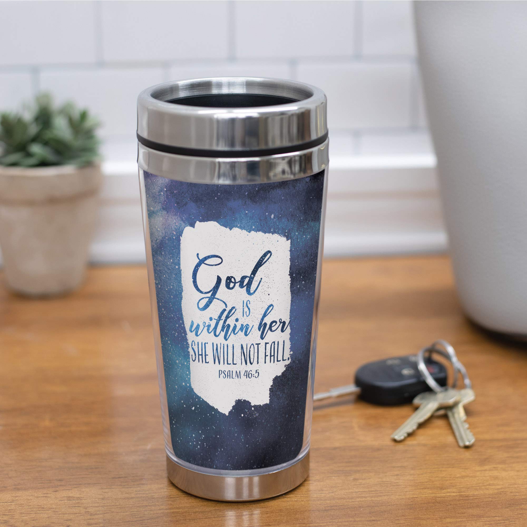 God Is Within Her She Will Not Fall Stainless Steel 16 Oz Travel Mug With Lid