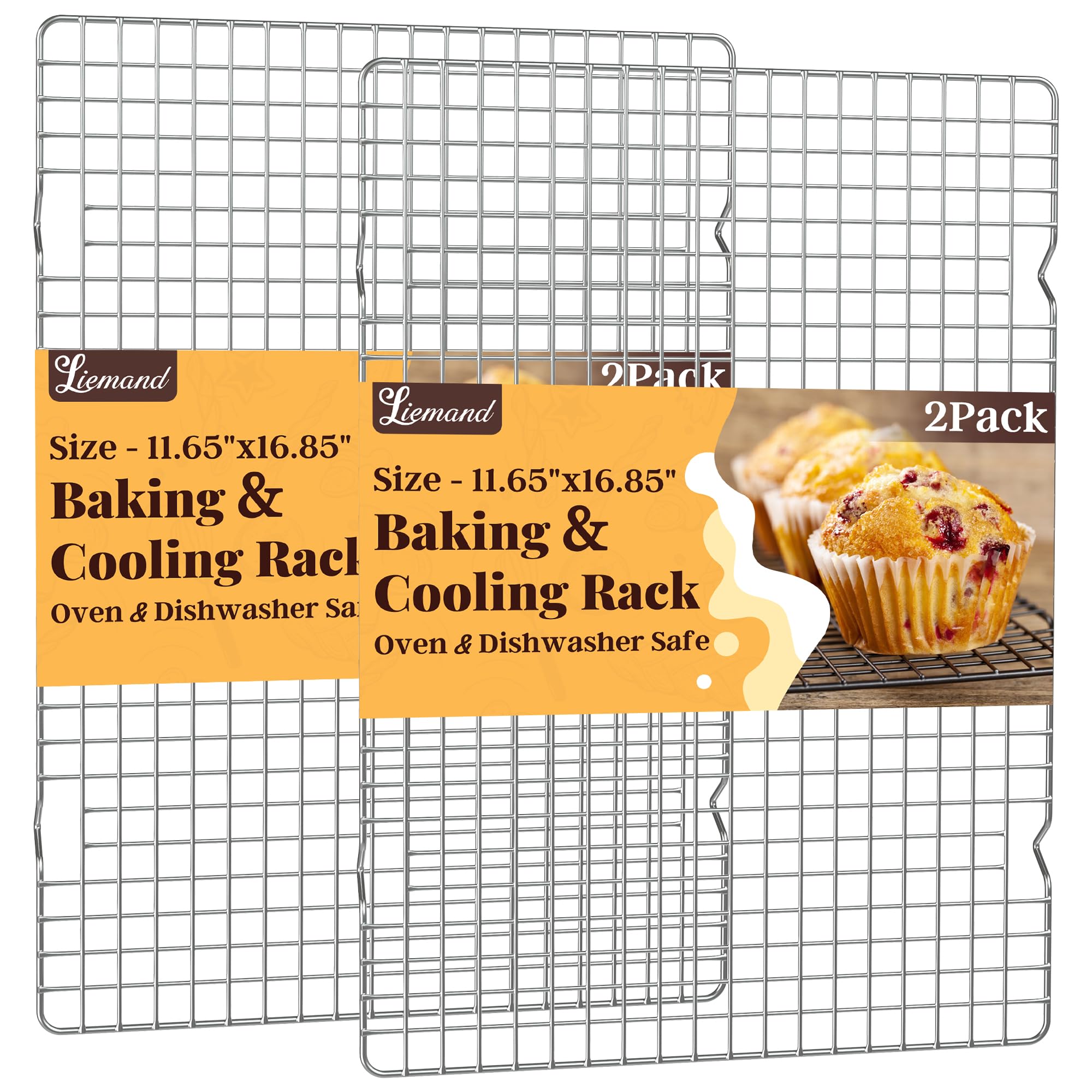 Cooling Racks for Cooking and Baking - 2 PCS 11.65 x 16.85 Grid Wire Baking Rack for Oven Cooking, Baking, Grilling, Roasting - 