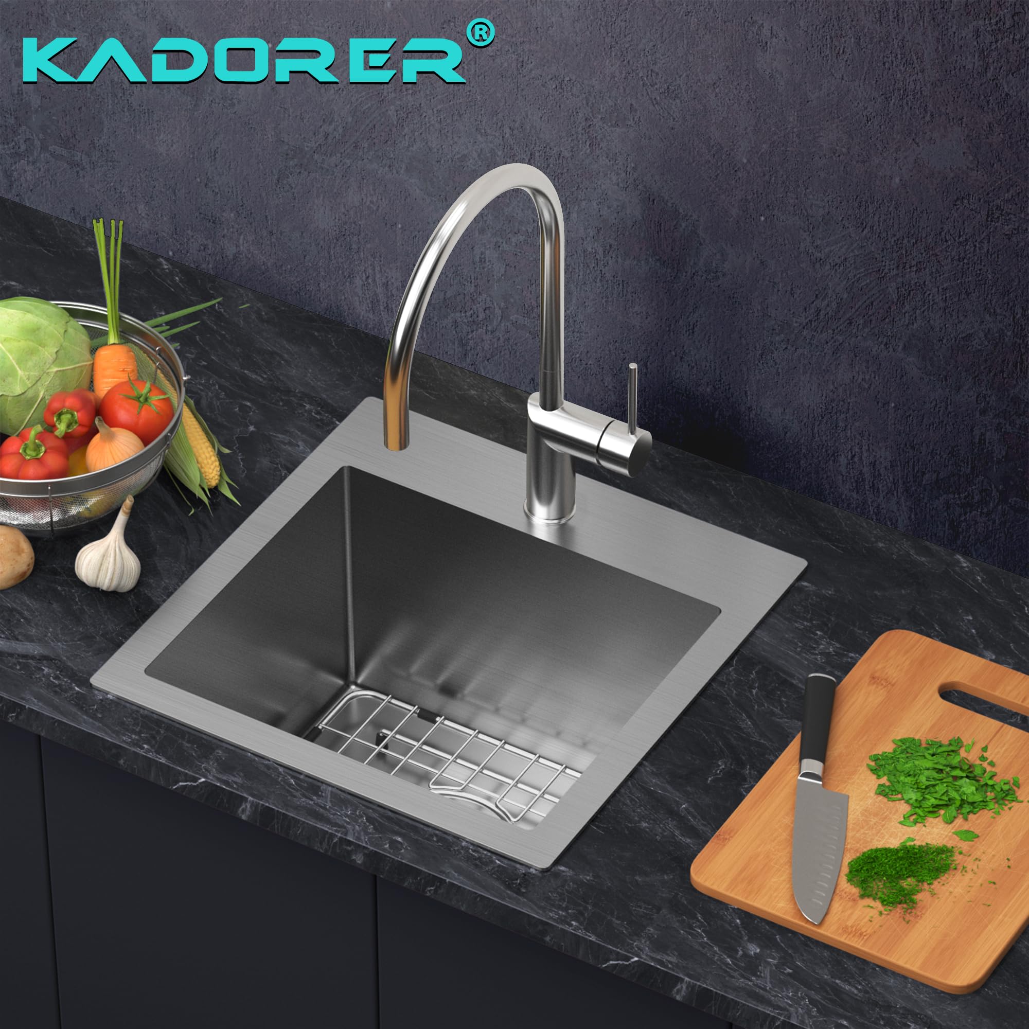 15 X 15 Inch Drop In Bar Sink, Small Kitchen Sink Single Bowl Topmount Bar Prep Sink 18 Gauge Stainless Steel Bar Sink With Grid