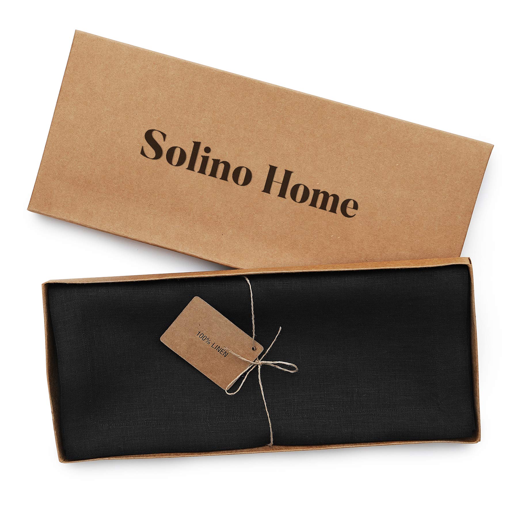 Solino Home Linen Black Table Runner 120 Inches Long - Fete, 100% Pure Linen Dining Table Runner 14 X 120 Inch Ideal For Wedding
