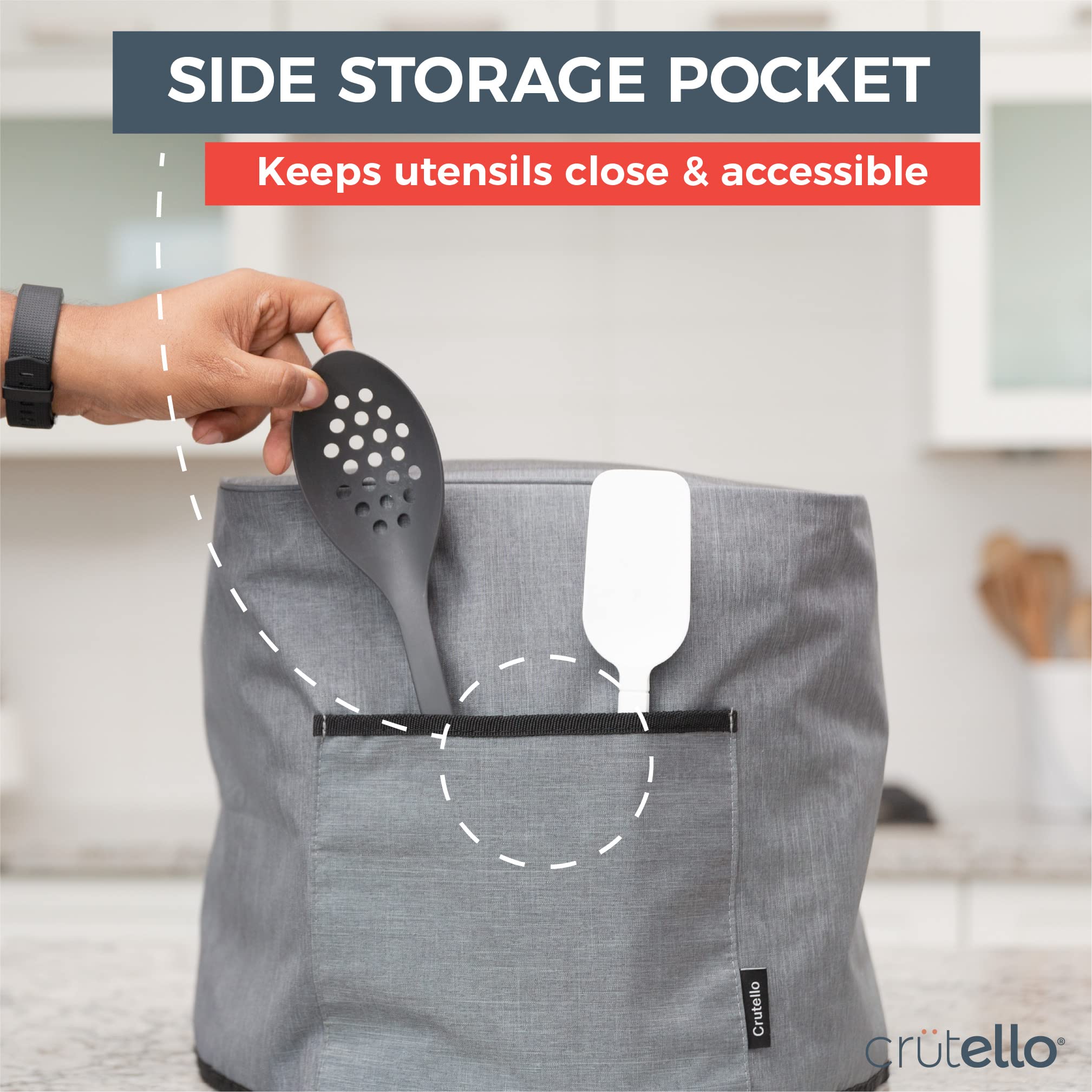 Crutello Air Fryer Cover With Storage Pockets For 10 Quart Fryer - Small Appliance Dust Covers, Kitchen Appliance Air Fryer Cove